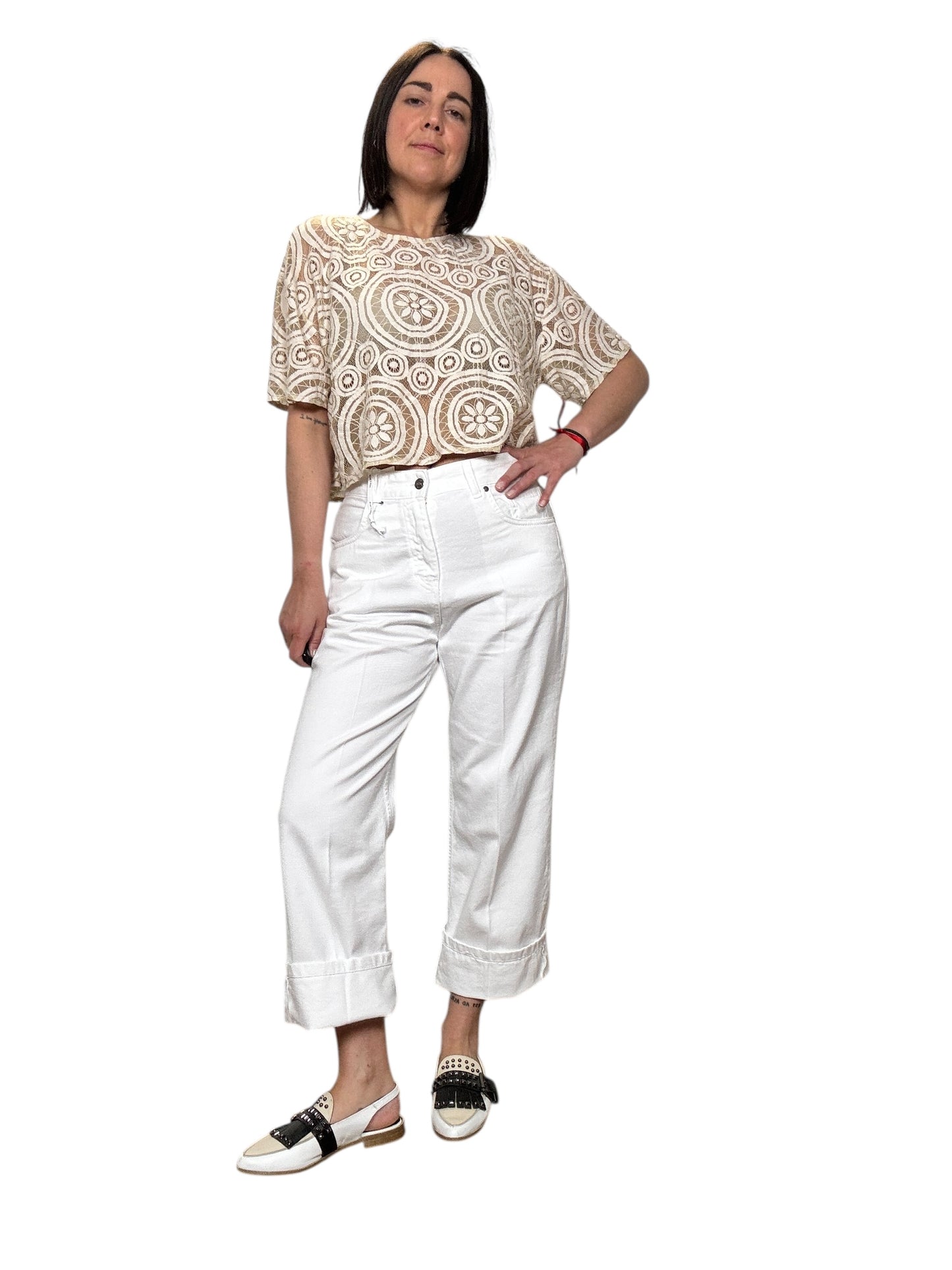 JEANS BIANCO CON RISVOLTO SUSY MIX
