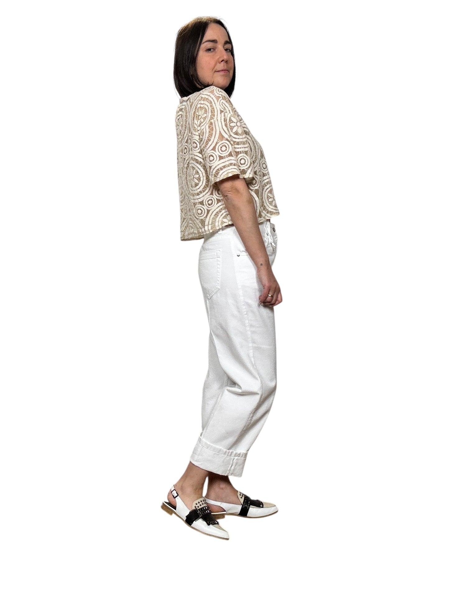 JEANS BIANCO CON RISVOLTO SUSY MIX