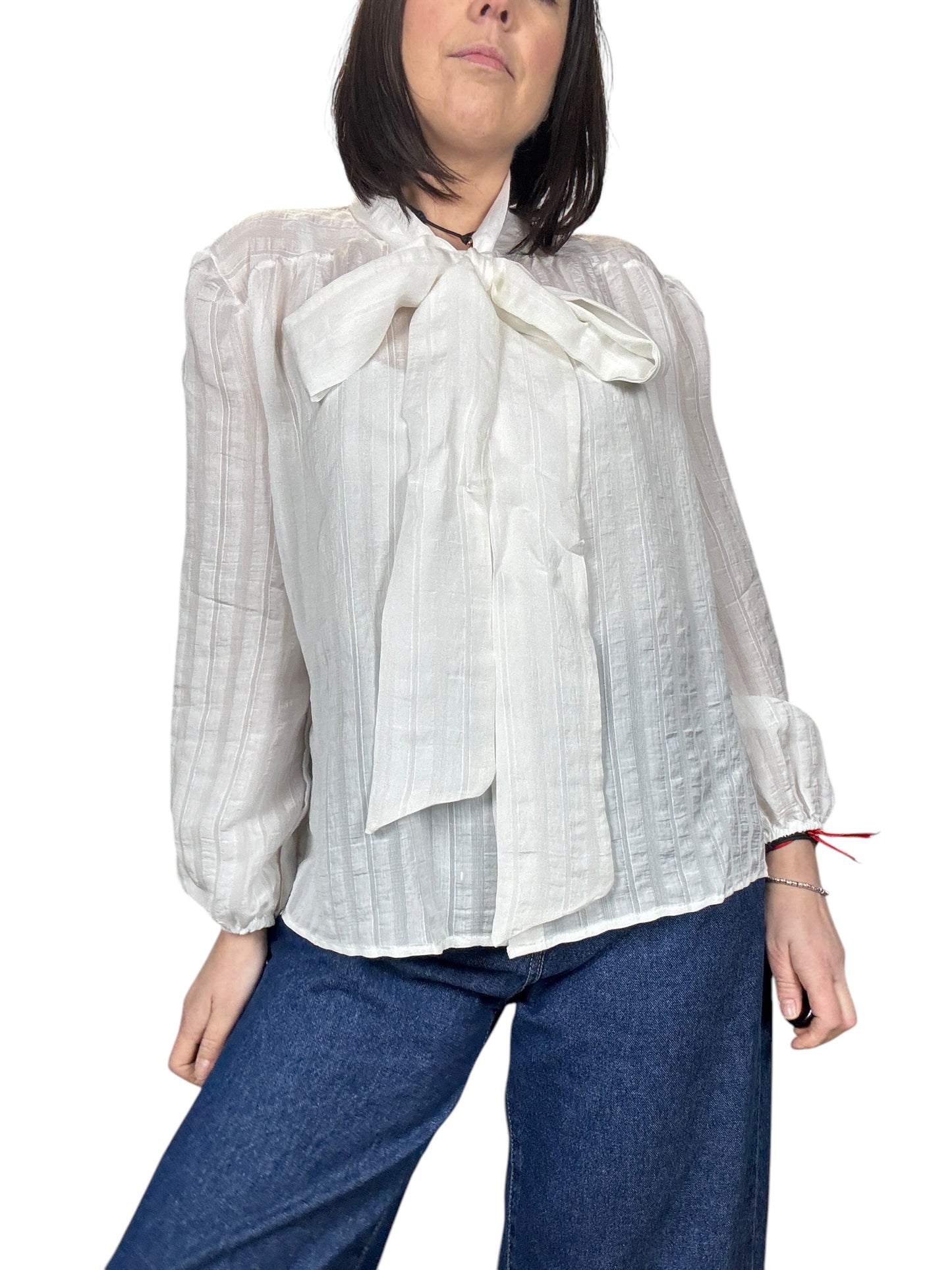 CAMICIA GESSATA TONO SU TONO CON FIOCCO SUSY MIX