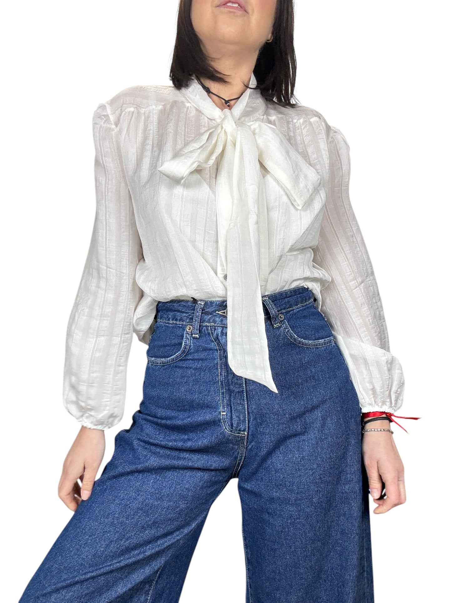 CAMICIA GESSATA TONO SU TONO CON FIOCCO SUSY MIX