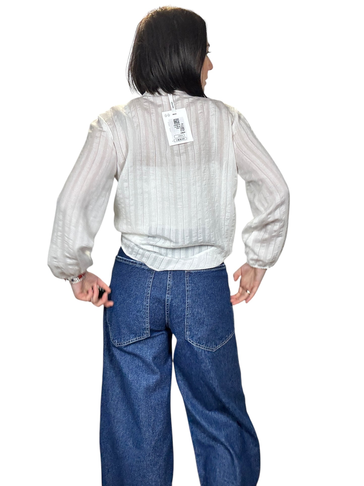 CAMICIA GESSATA TONO SU TONO CON FIOCCO SUSY MIX