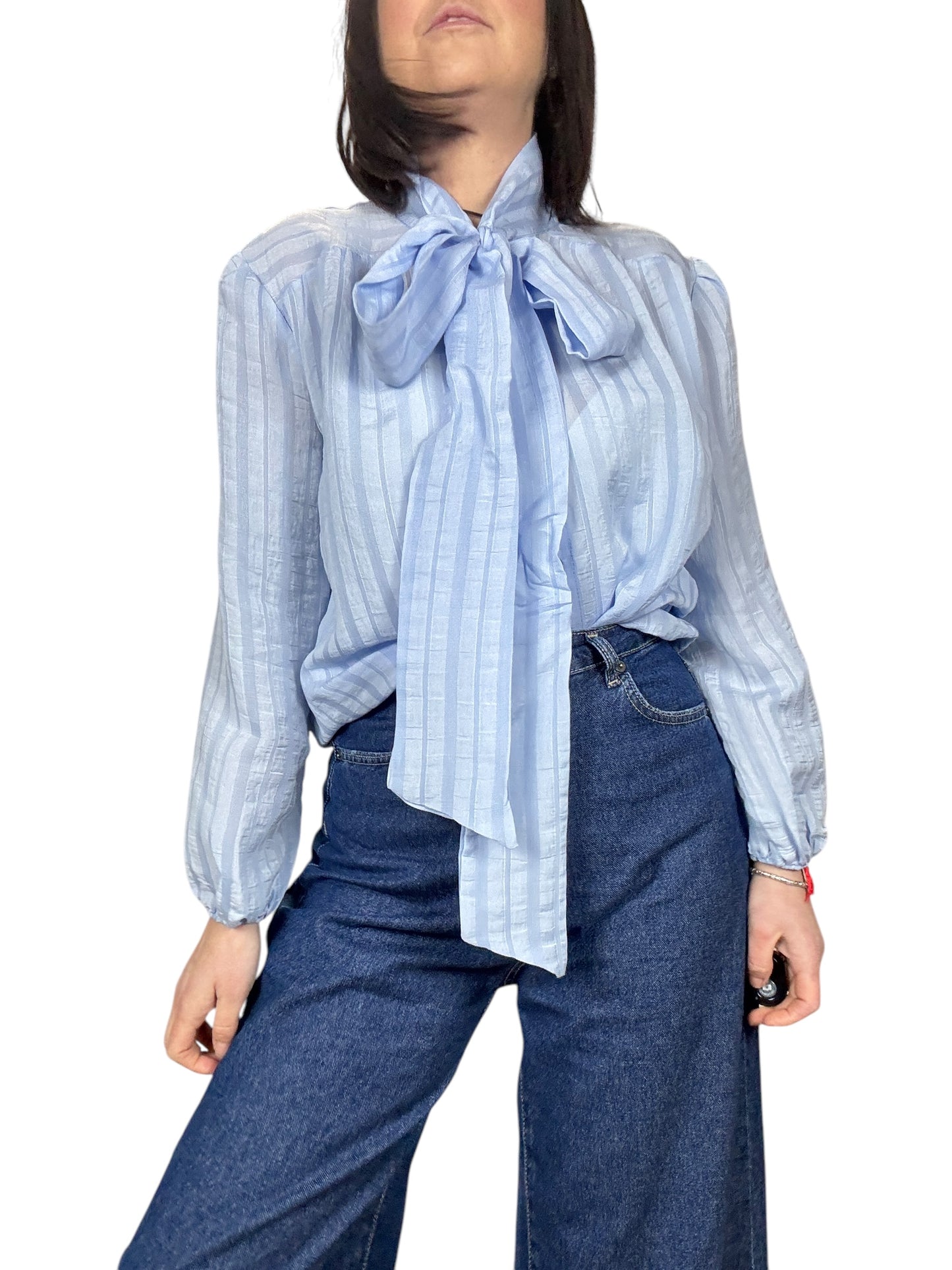 CAMICIA GESSATA TONO SU TONO CON FIOCCO SUSY MIX