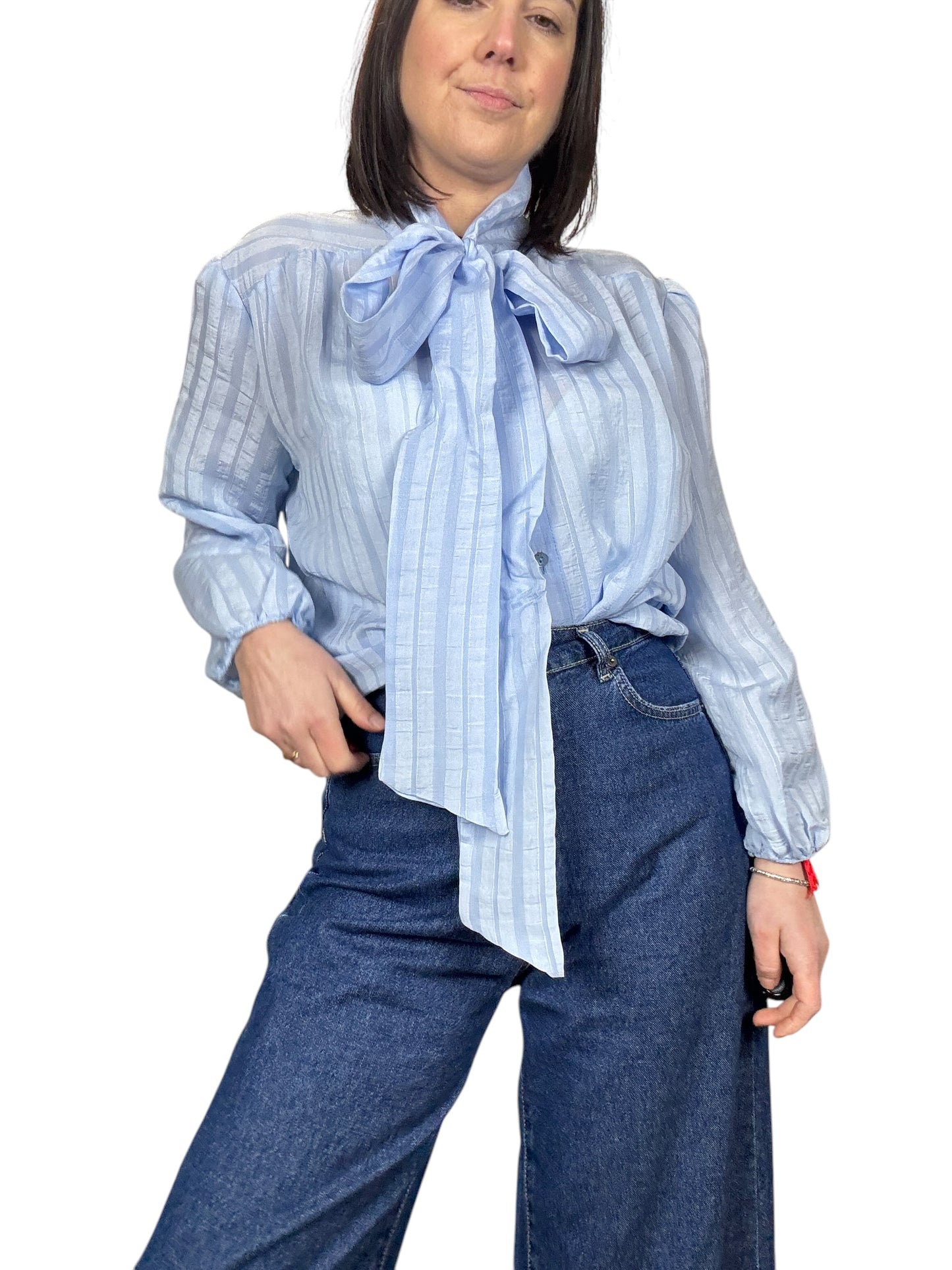 CAMICIA GESSATA TONO SU TONO CON FIOCCO SUSY MIX