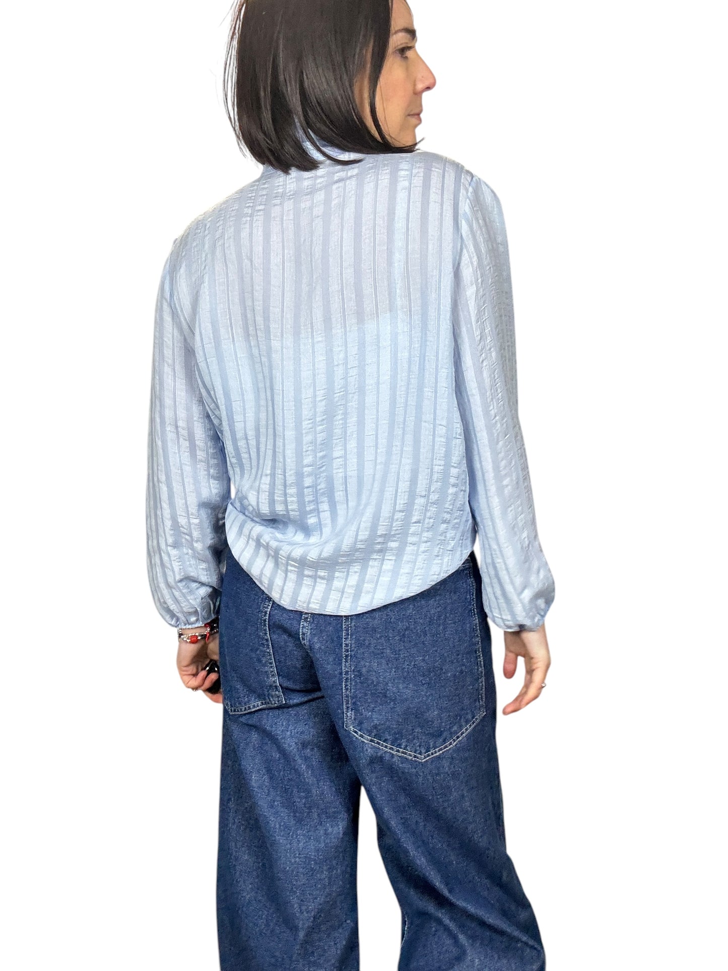 CAMICIA GESSATA TONO SU TONO CON FIOCCO SUSY MIX
