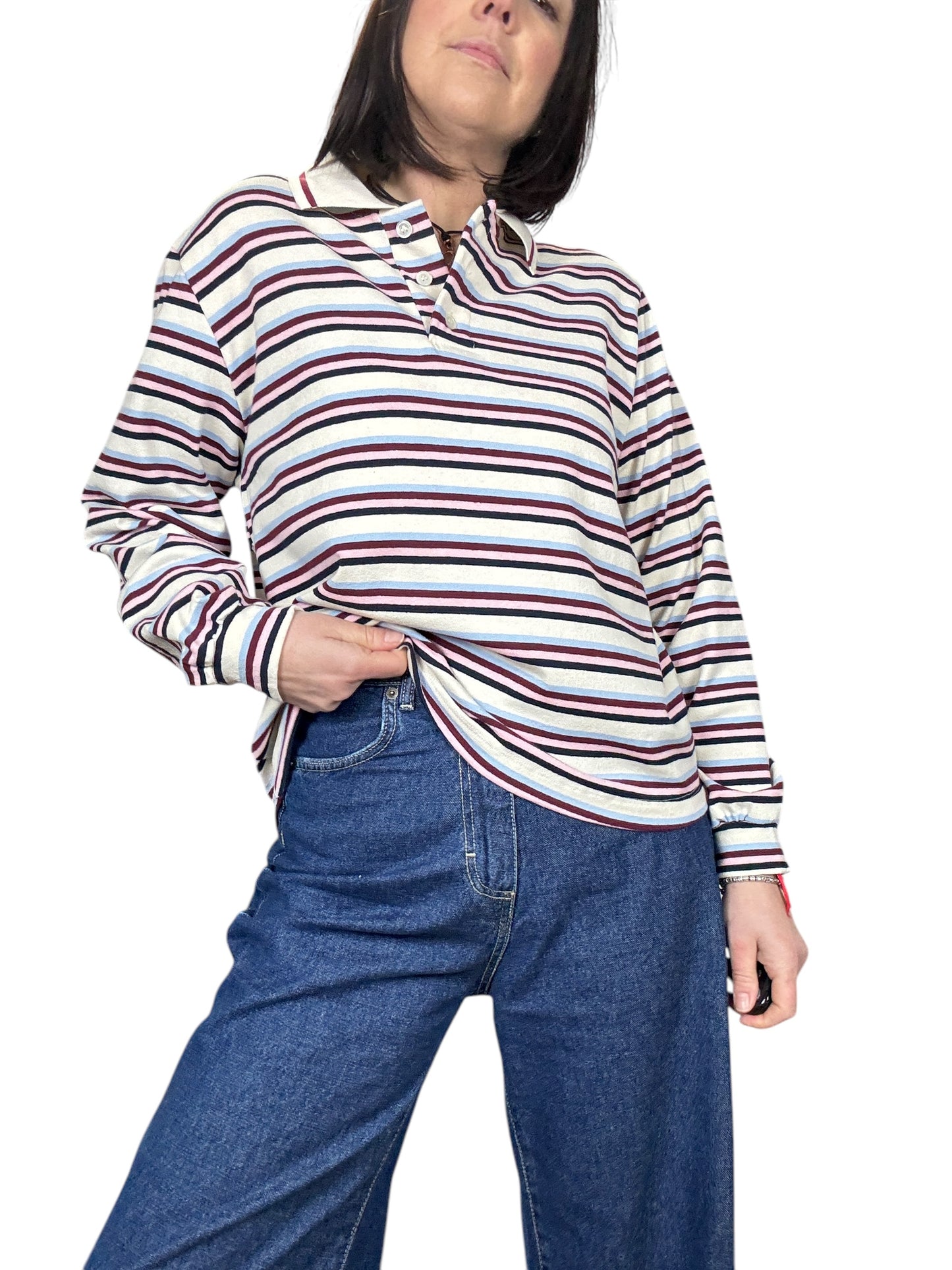 POLO A RIGHE AZZURRO-BORDEAUX VICOLO