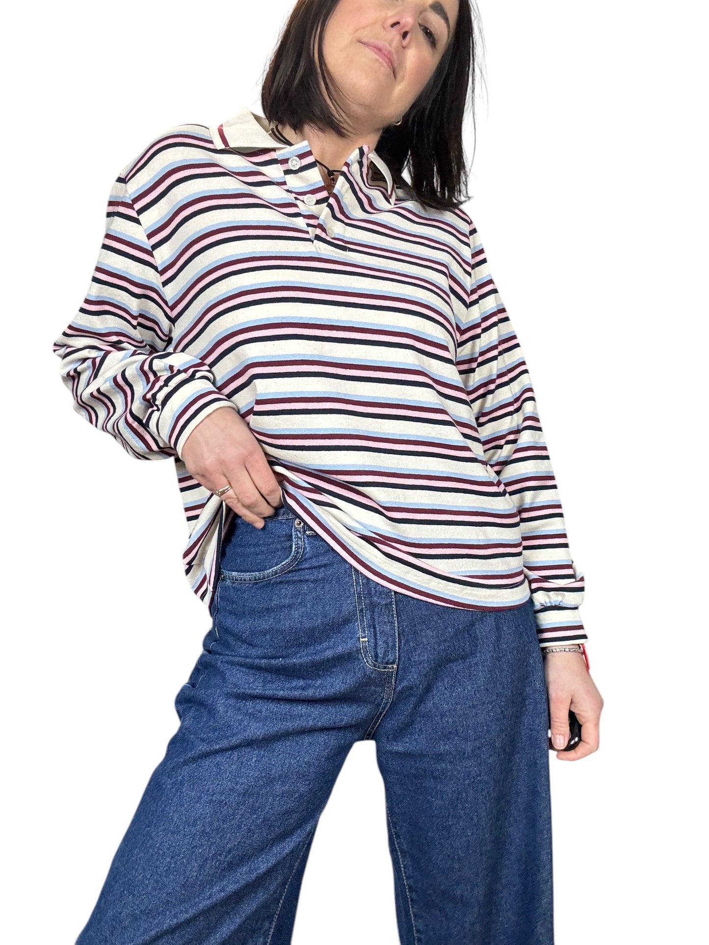 POLO A RIGHE AZZURRO-BORDEAUX VICOLO