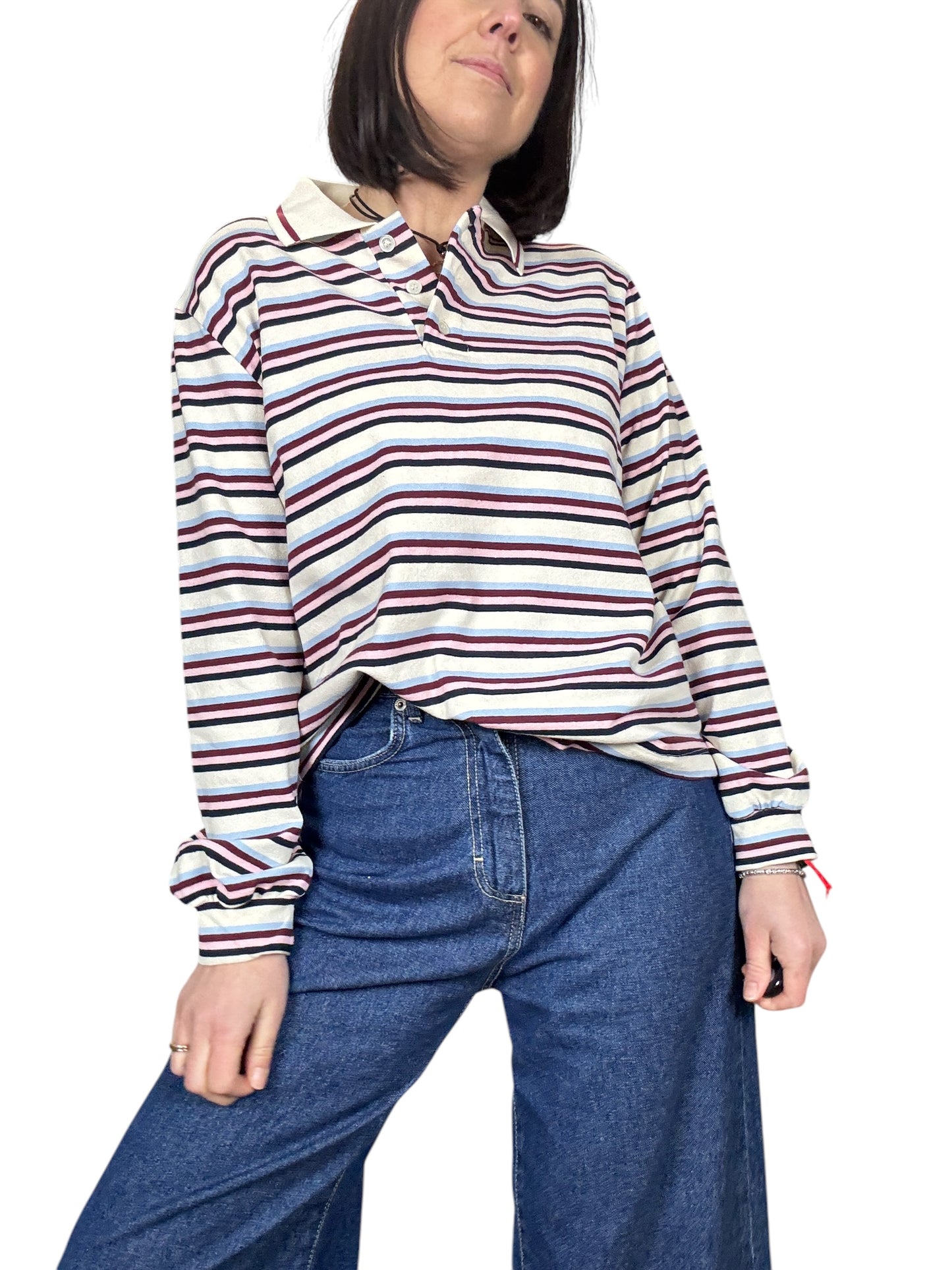 POLO A RIGHE AZZURRO-BORDEAUX VICOLO