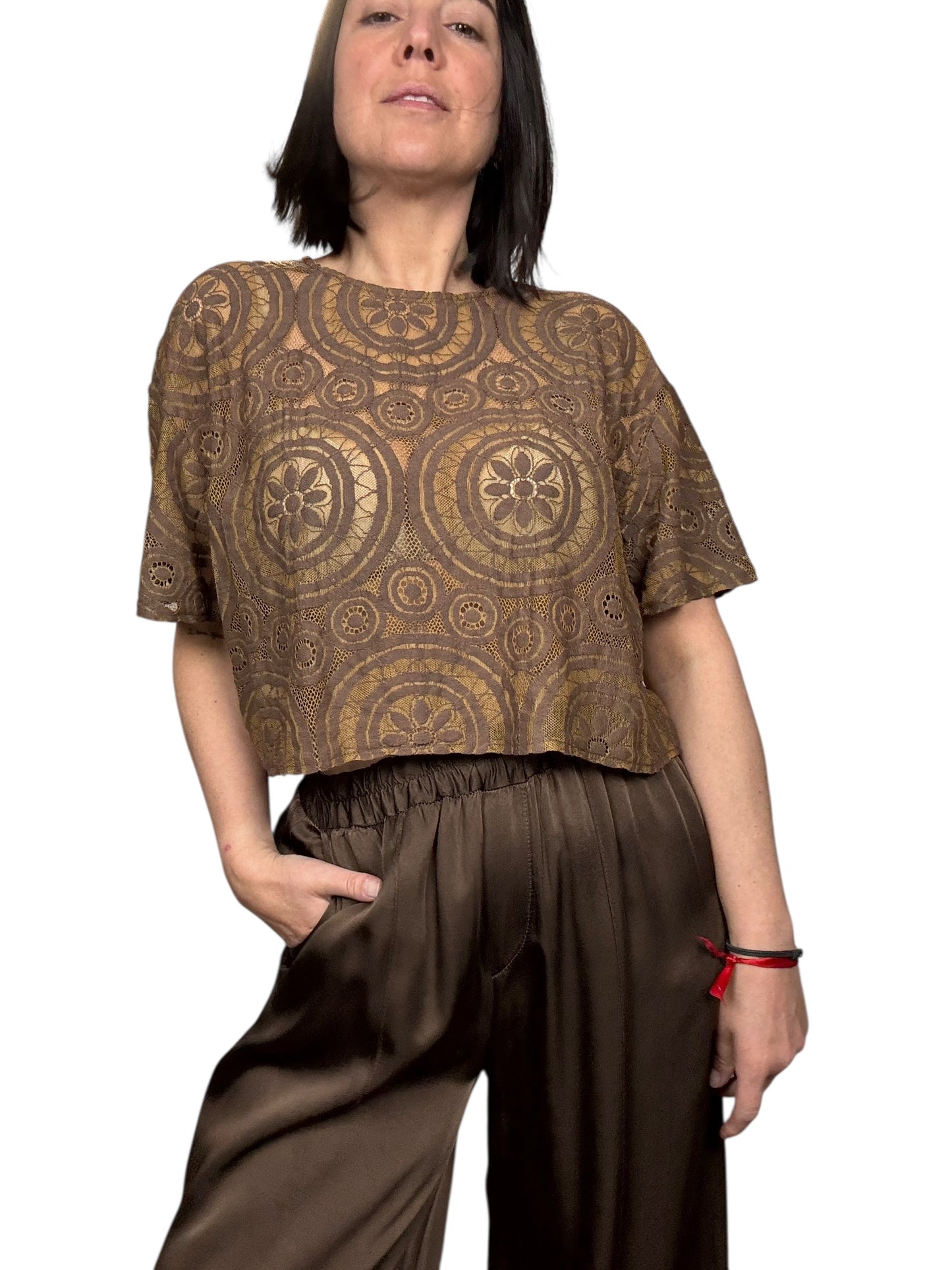 CAMICIA CROPPED PIZZO HAVEONE