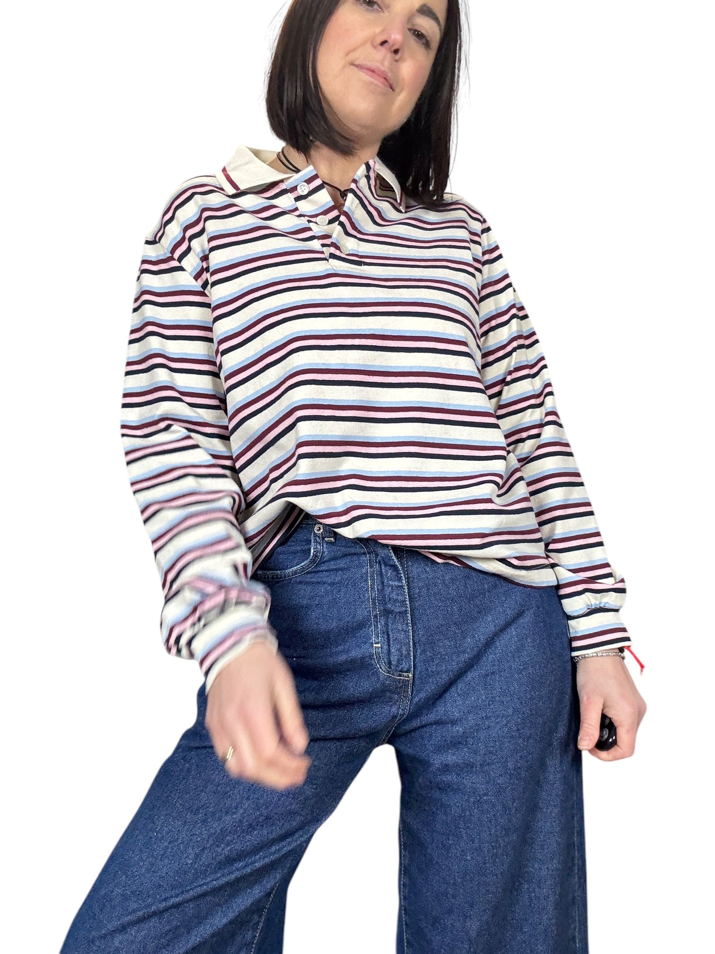 POLO A RIGHE AZZURRO-BORDEAUX VICOLO