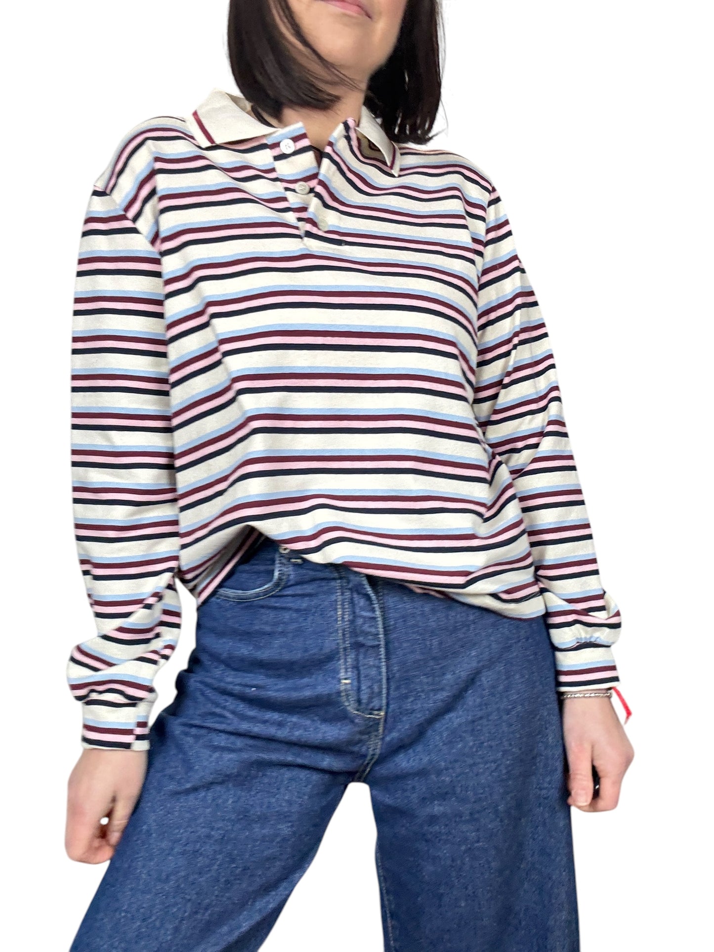 POLO A RIGHE AZZURRO-BORDEAUX VICOLO