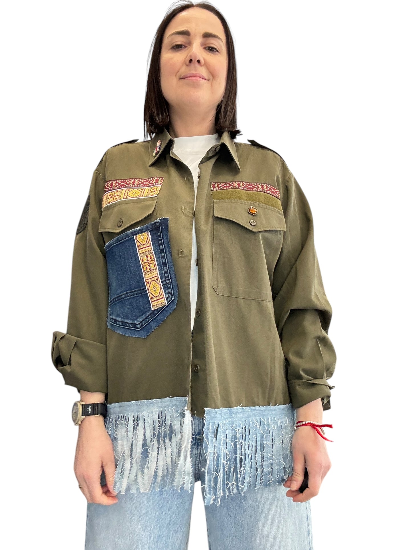 GIACCA-CAMICIA MILITARE CON PATCH SUSY MIX