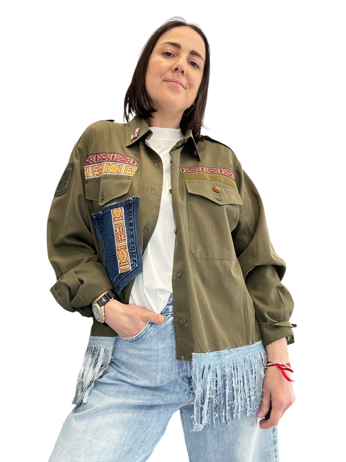 GIACCA-CAMICIA MILITARE CON PATCH SUSY MIX