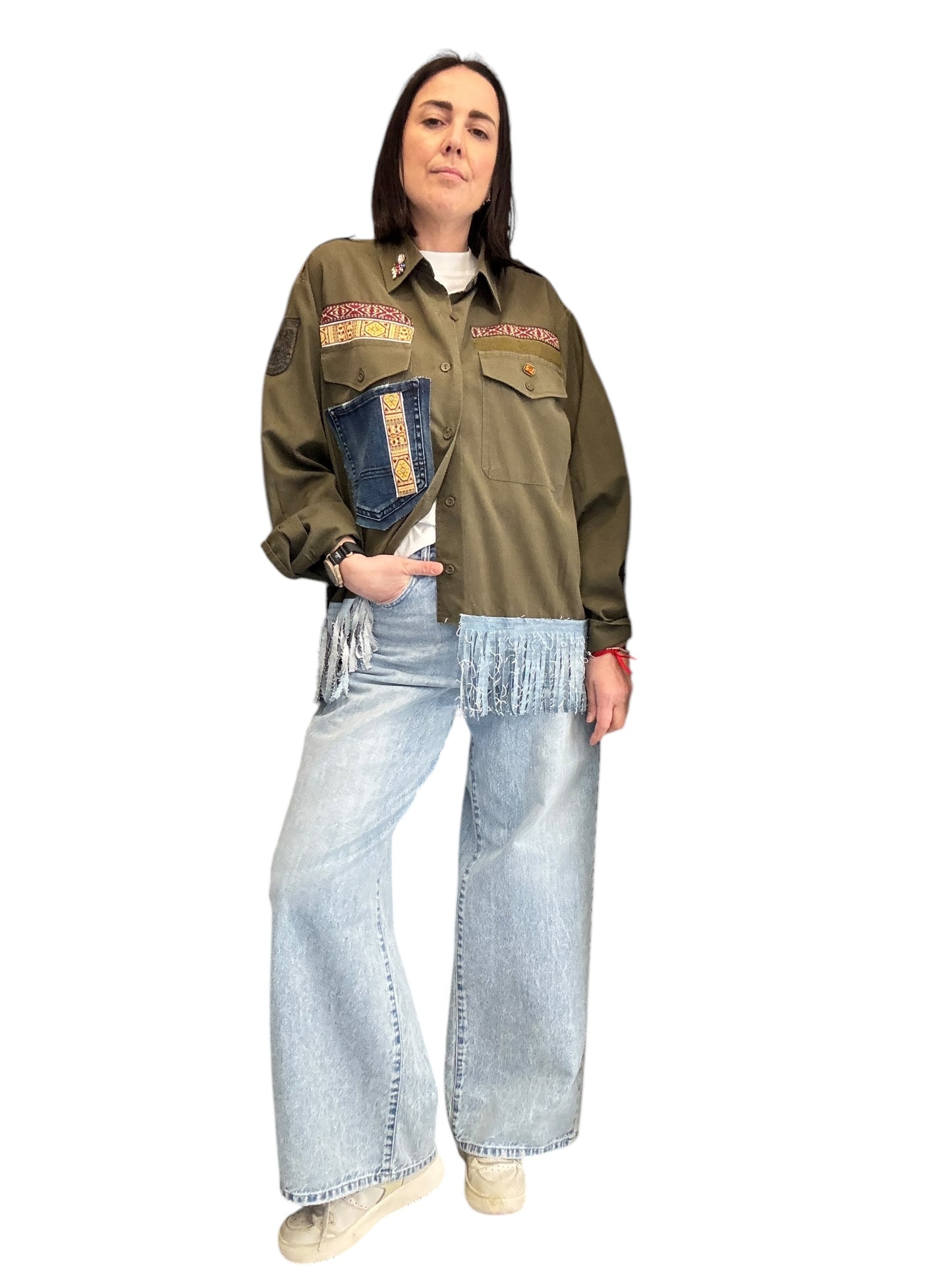 GIACCA-CAMICIA MILITARE CON PATCH SUSY MIX