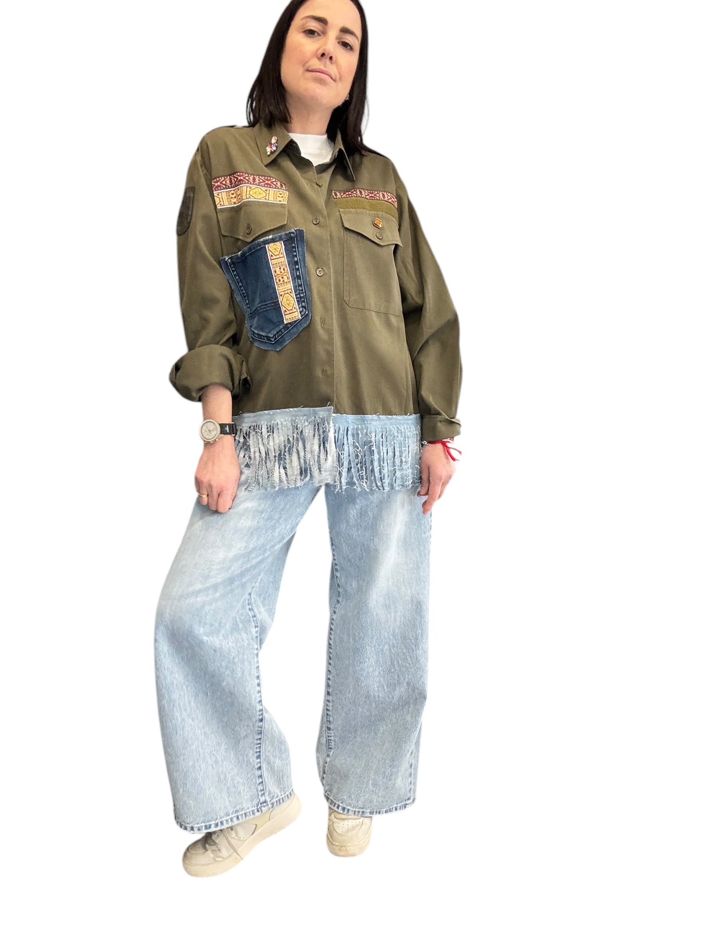 GIACCA-CAMICIA MILITARE CON PATCH SUSY MIX