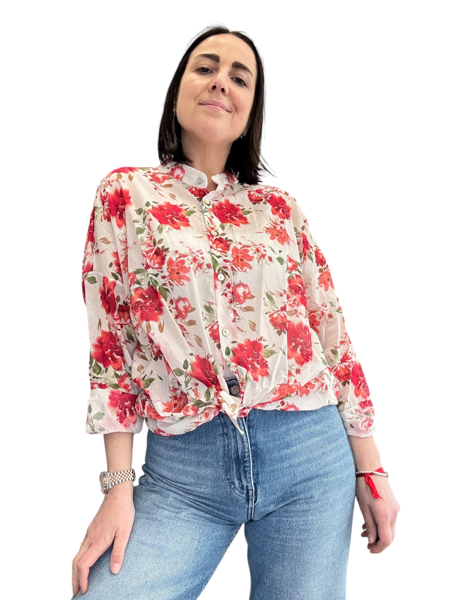 CAMICIA COLLO COREANA A FIORI SUSY MIX