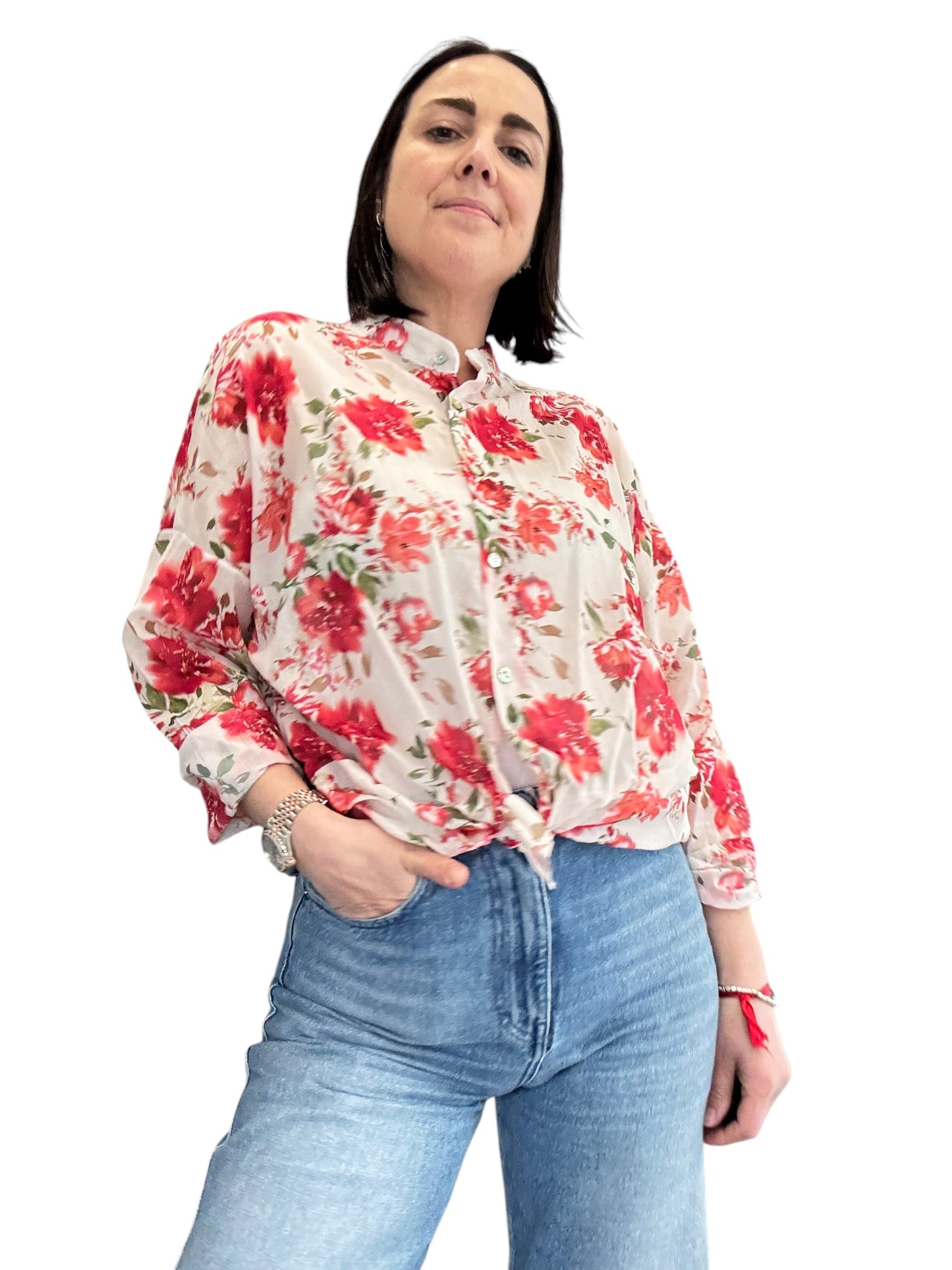 CAMICIA COLLO COREANA A FIORI SUSY MIX