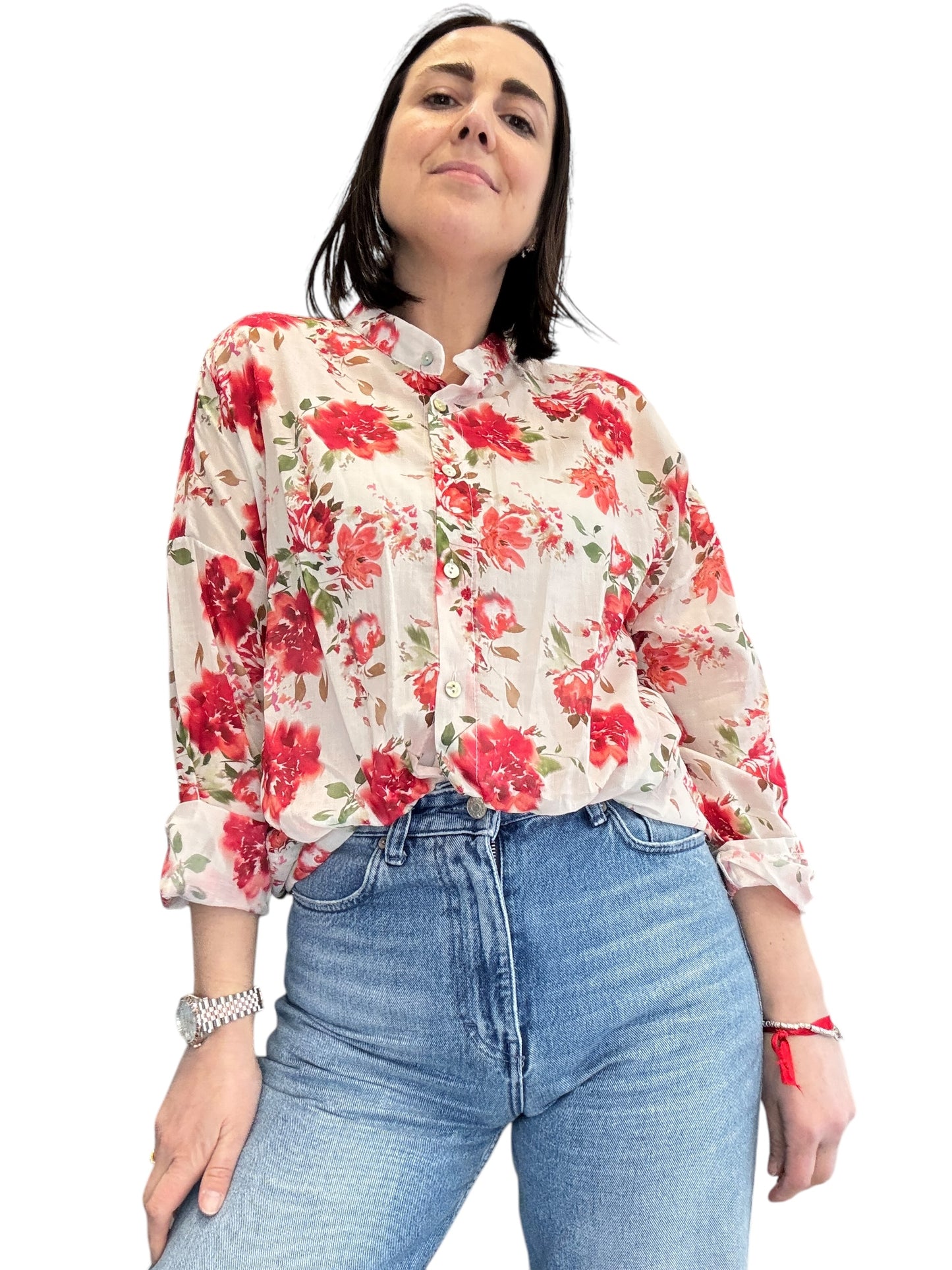 CAMICIA COLLO COREANA A FIORI SUSY MIX