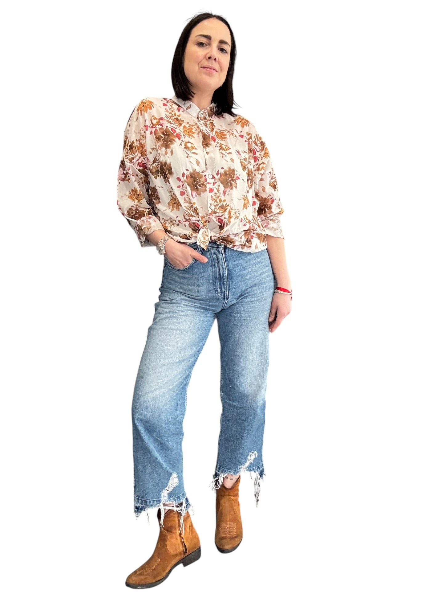 CAMICIA COLLO COREANA A FIORI SUSY MIX