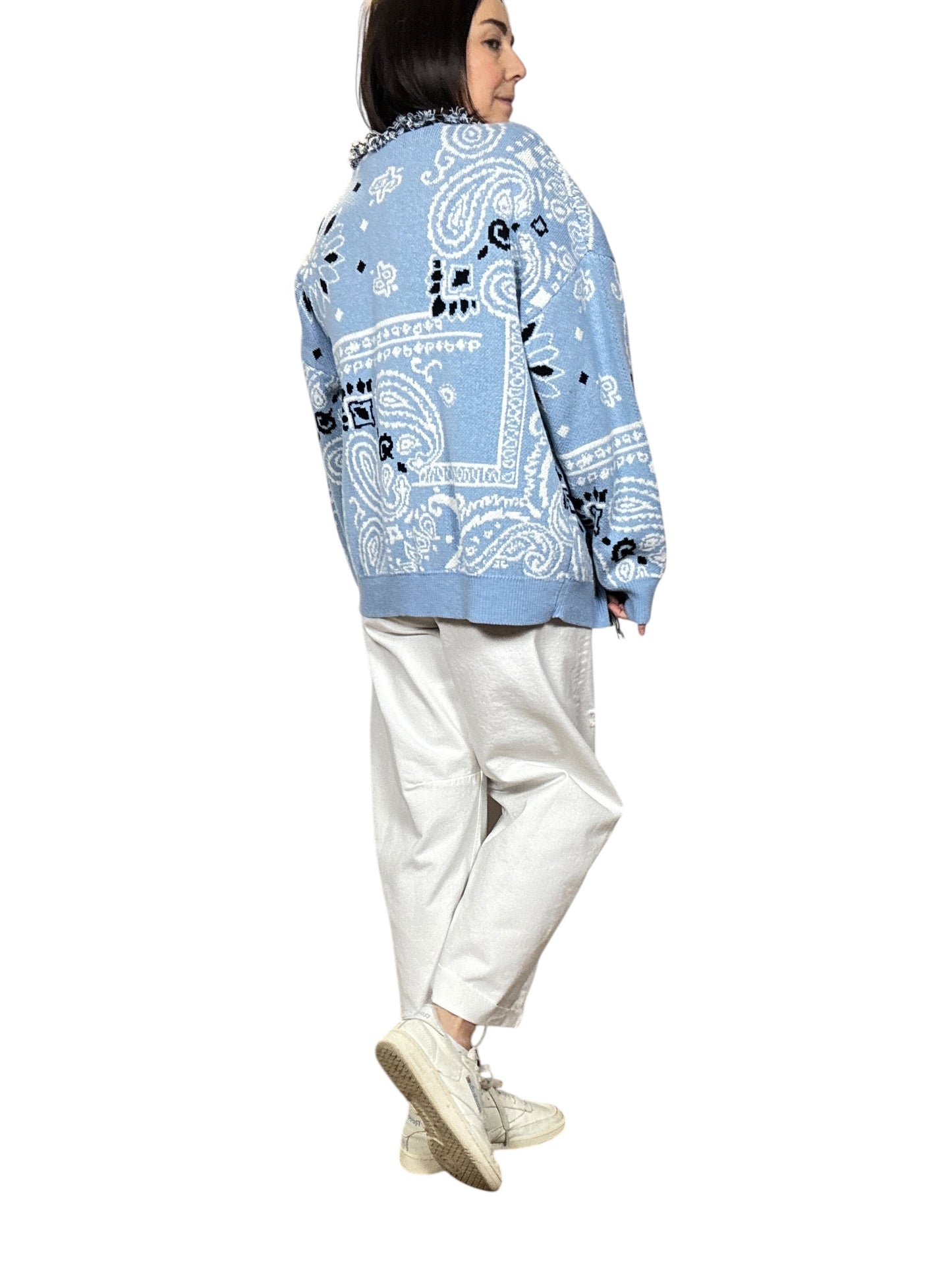 CARDIGAN CORTO STAMPA BANDANA TENSIONE IN