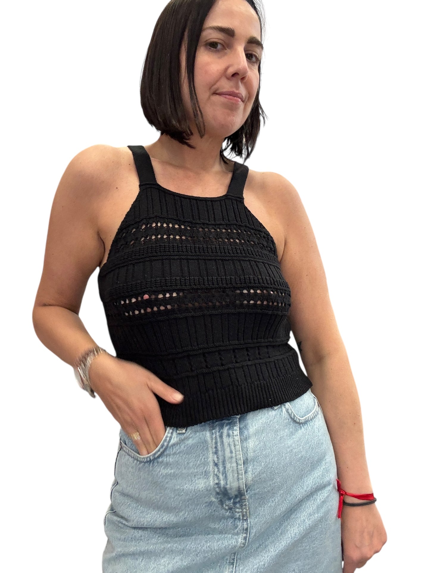 TOP CROCHET SCOLLO AMERICANA