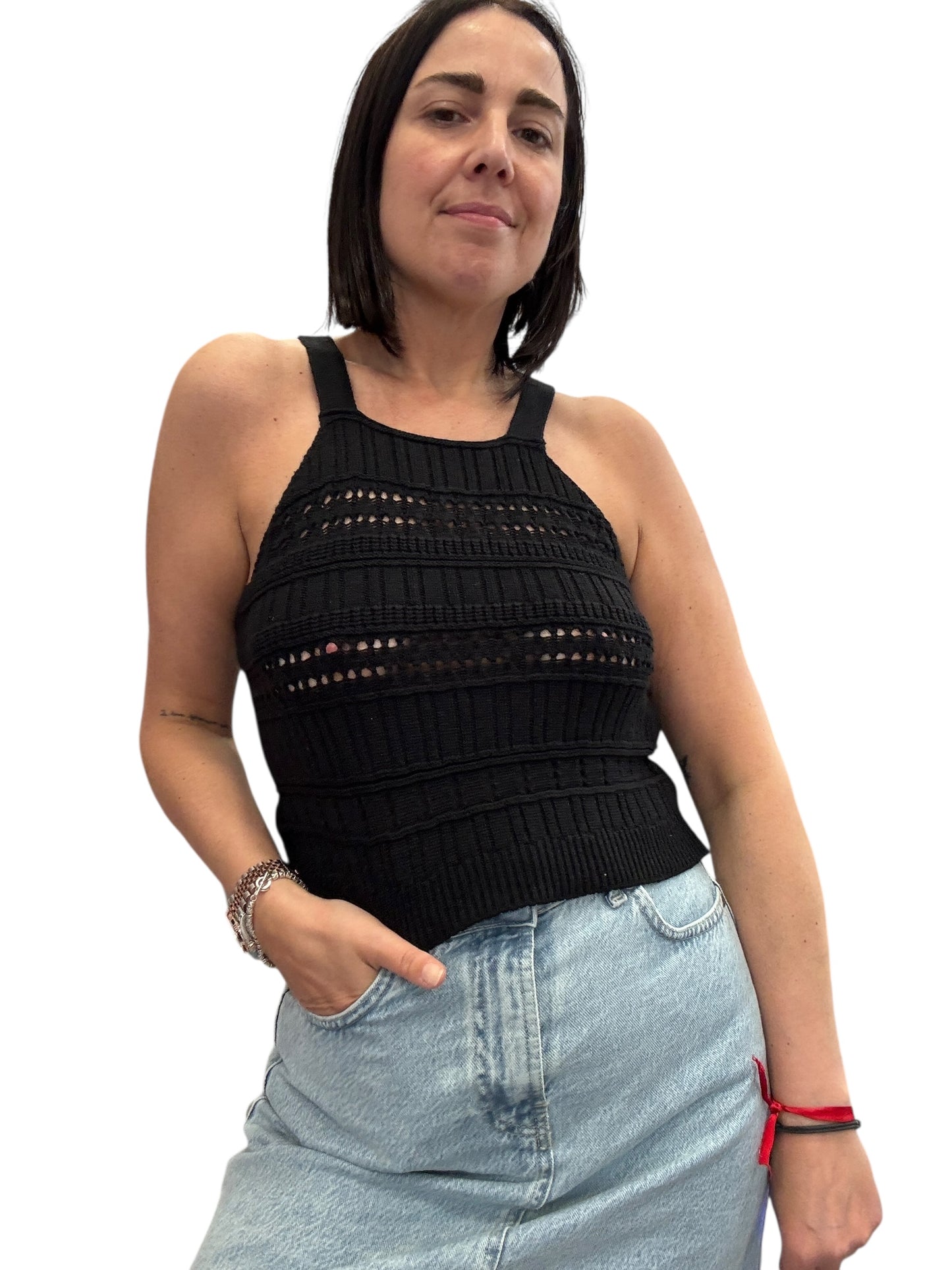 TOP CROCHET SCOLLO AMERICANA