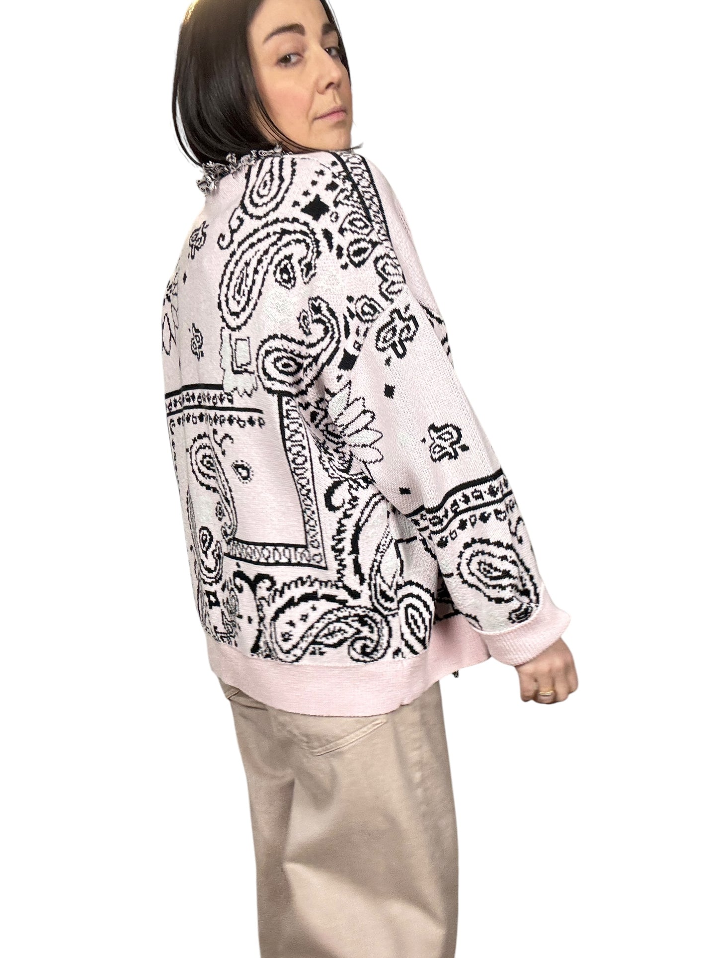 CARDIGAN CORTO STAMPA BANDANA TENSIONE IN