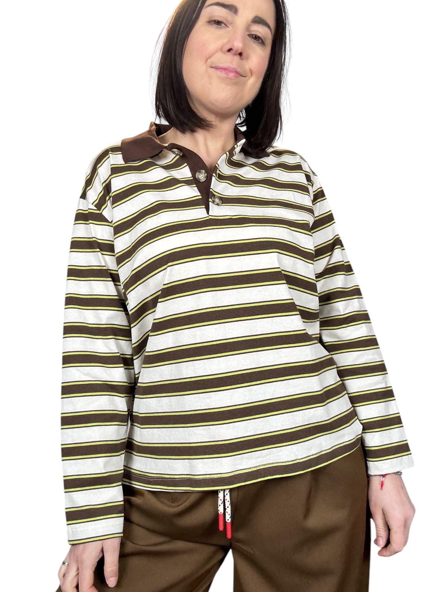 POLO RIGHE MARRONE-GIALLO VICOLO
