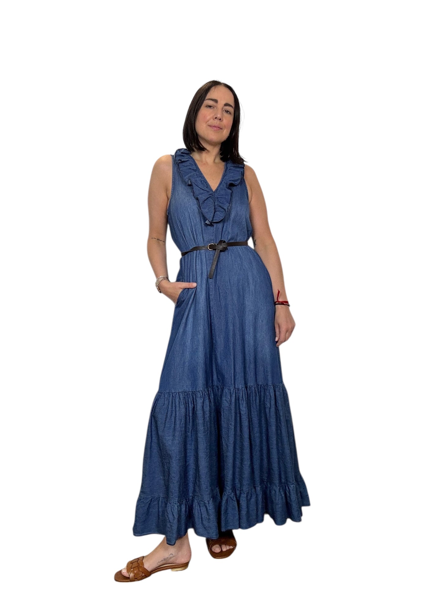 ABITO CON VOLANT IN CHAMBRAY SUSY MIX