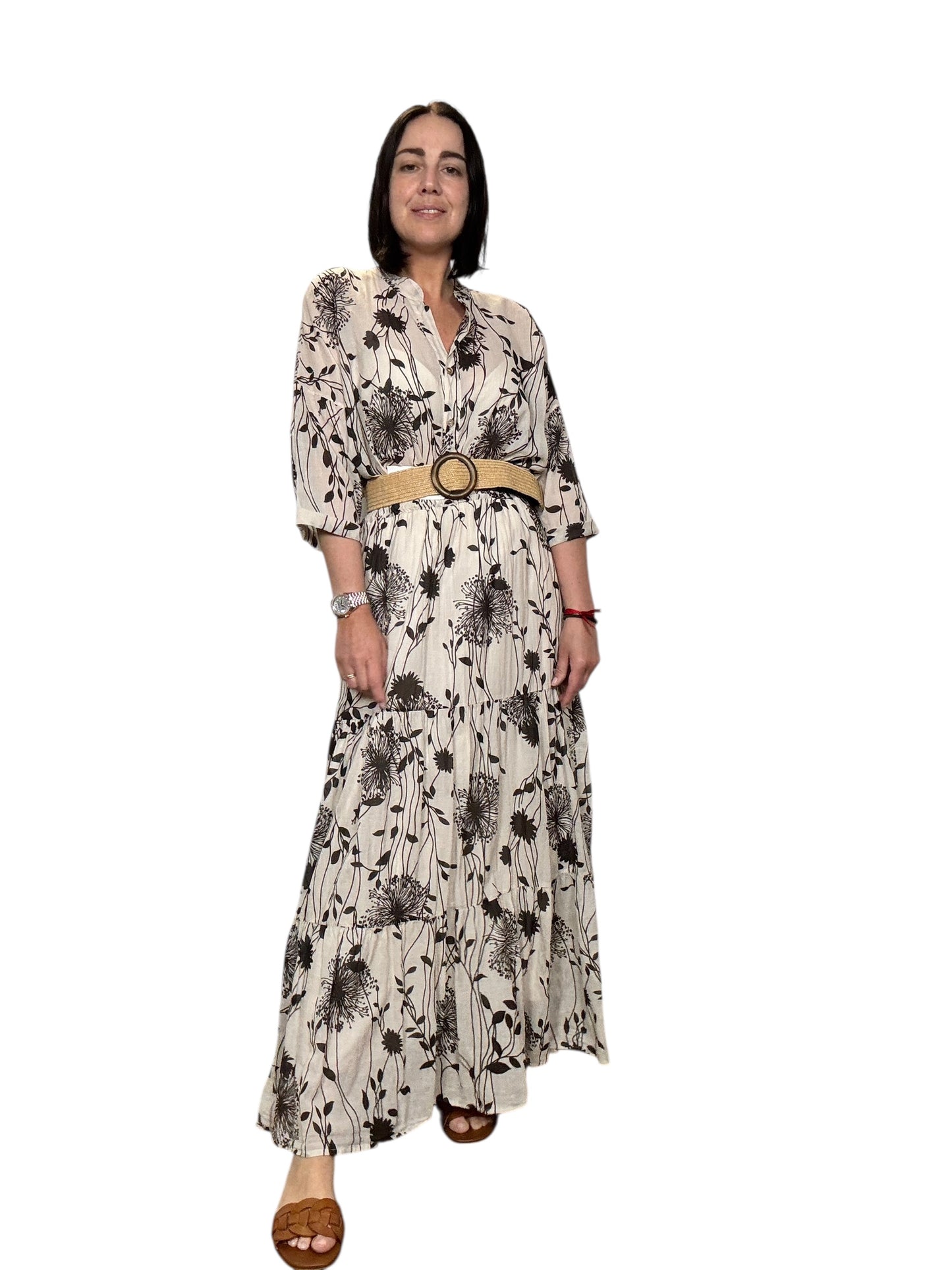 CAMICIA FIORI ASTRATTI MARRONE SUSY MIX