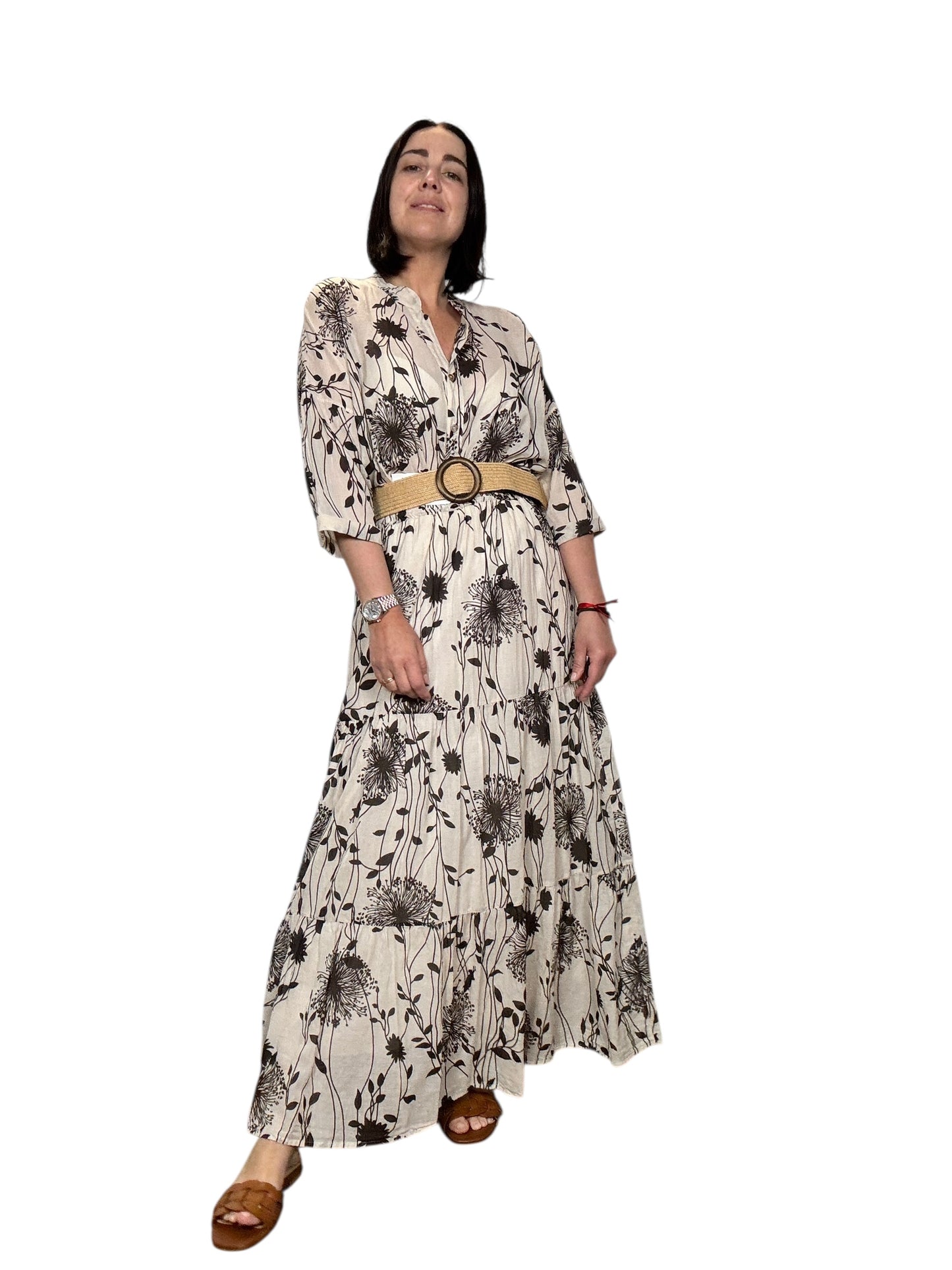 CAMICIA FIORI ASTRATTI MARRONE SUSY MIX