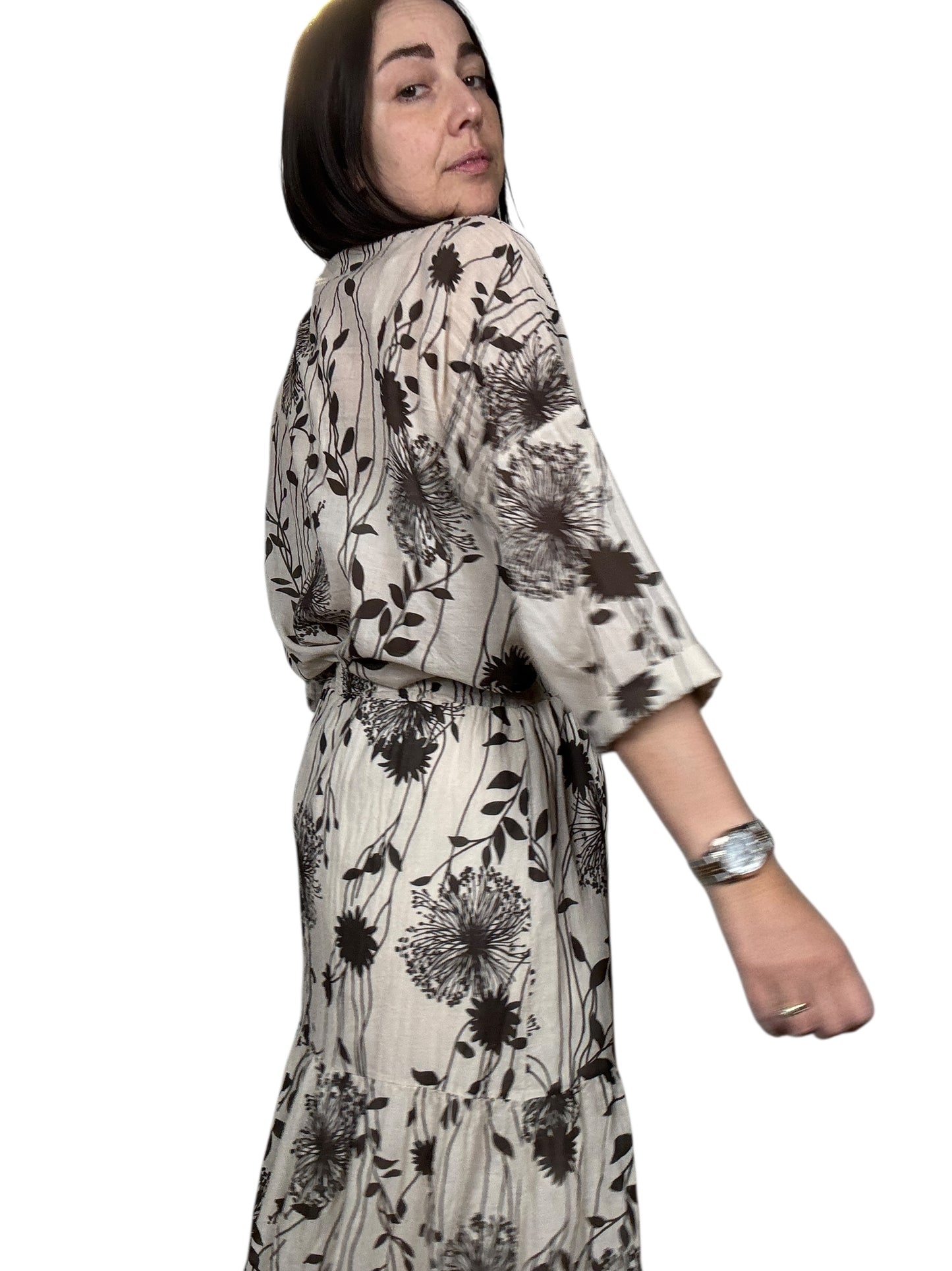 CAMICIA FIORI ASTRATTI MARRONE SUSY MIX