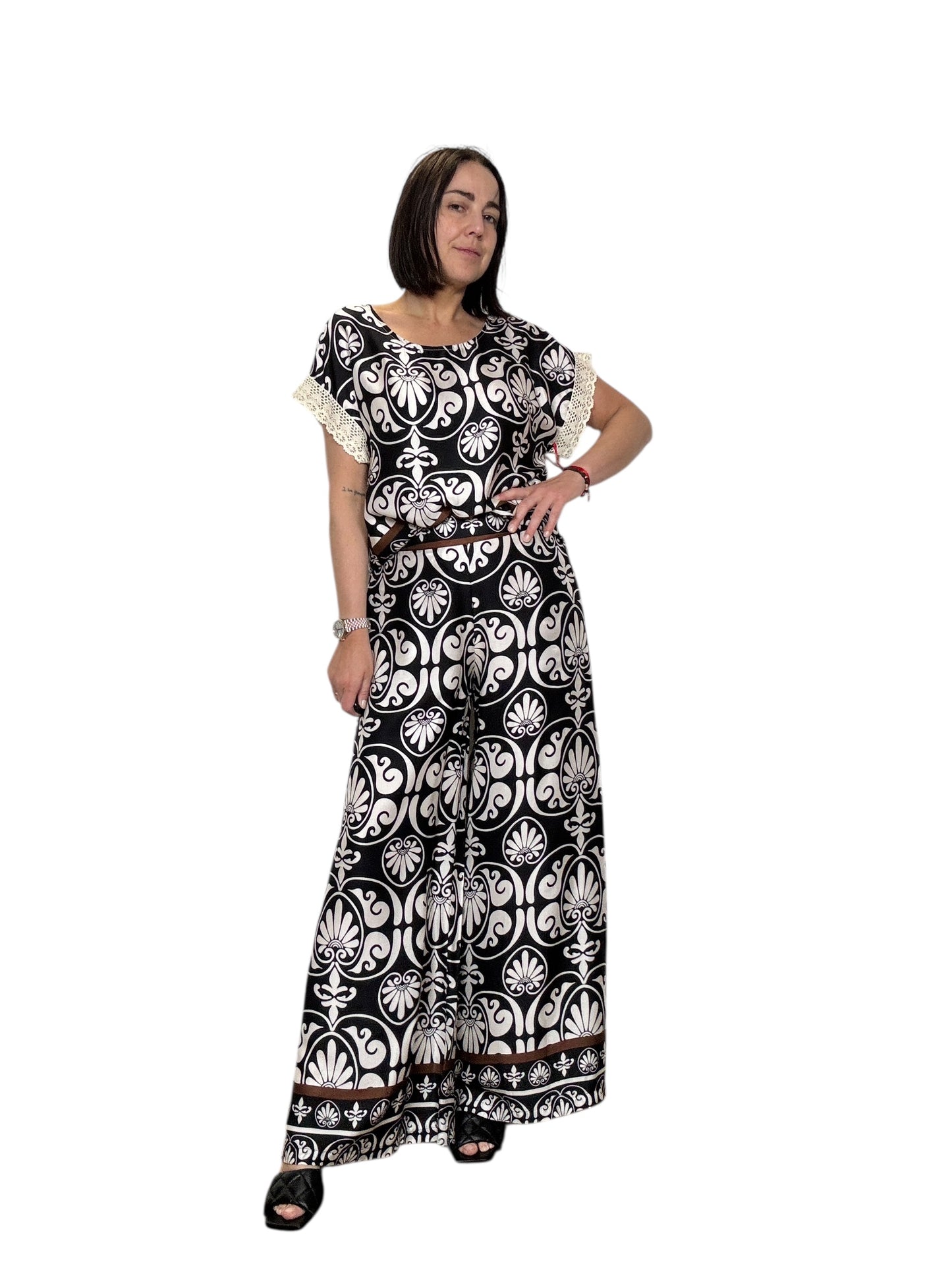 CAMICIA ETNICA BIANCO-NERO SUSY MIX