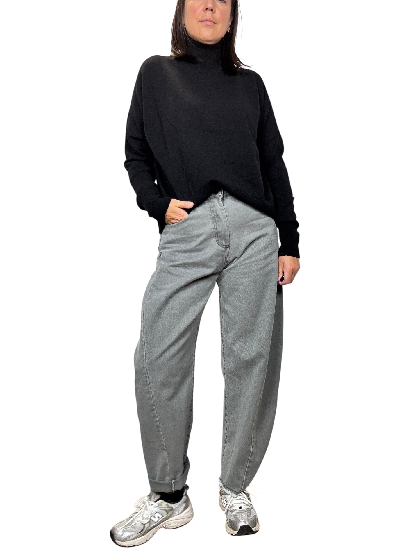 JEANS CARROT GRIGIO TENSIONE IN