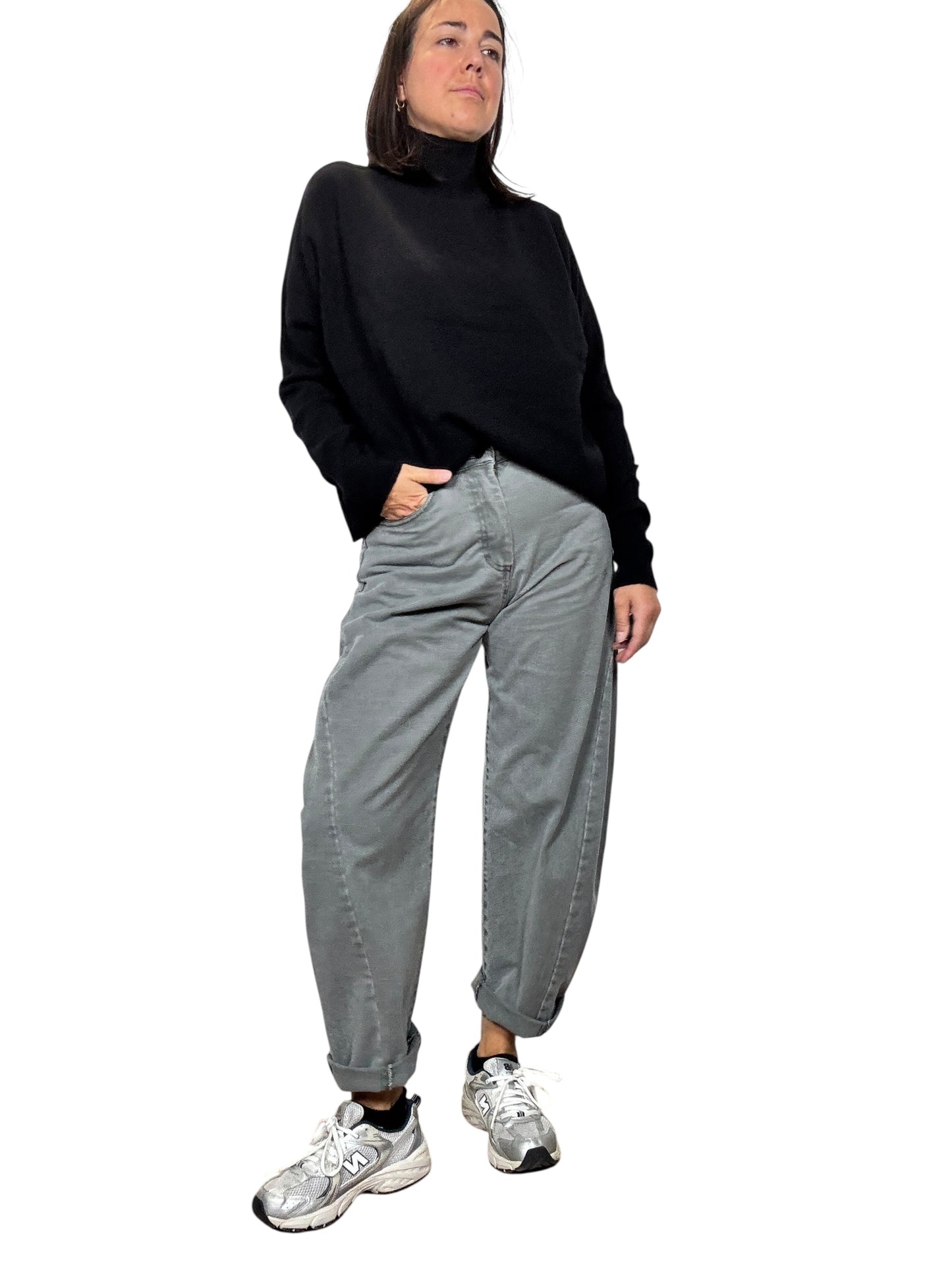 JEANS CARROT GRIGIO TENSIONE IN