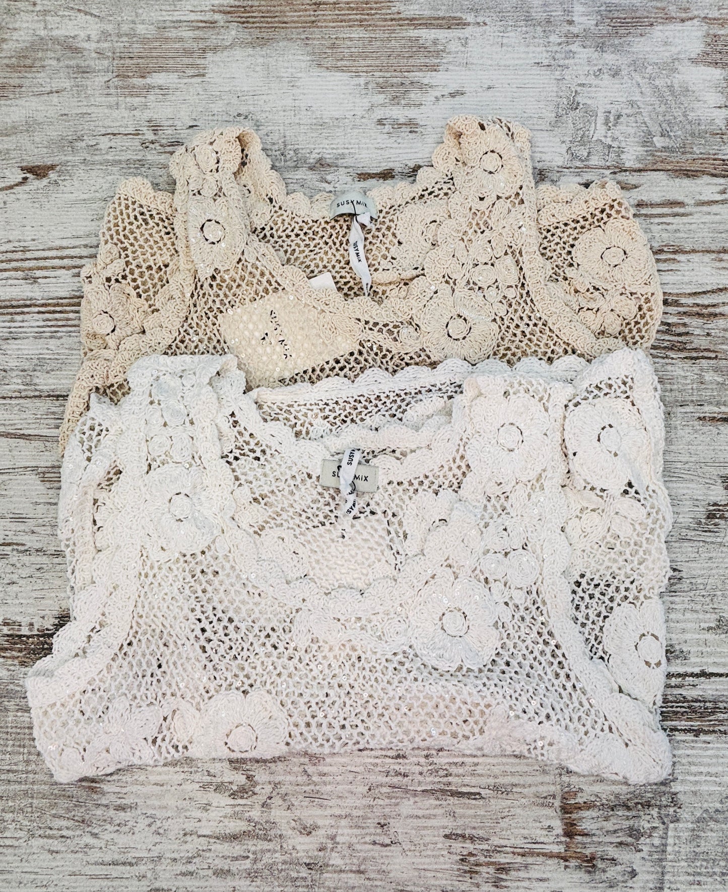 TOP CROCHET + PAILLETTES SUSY MIX