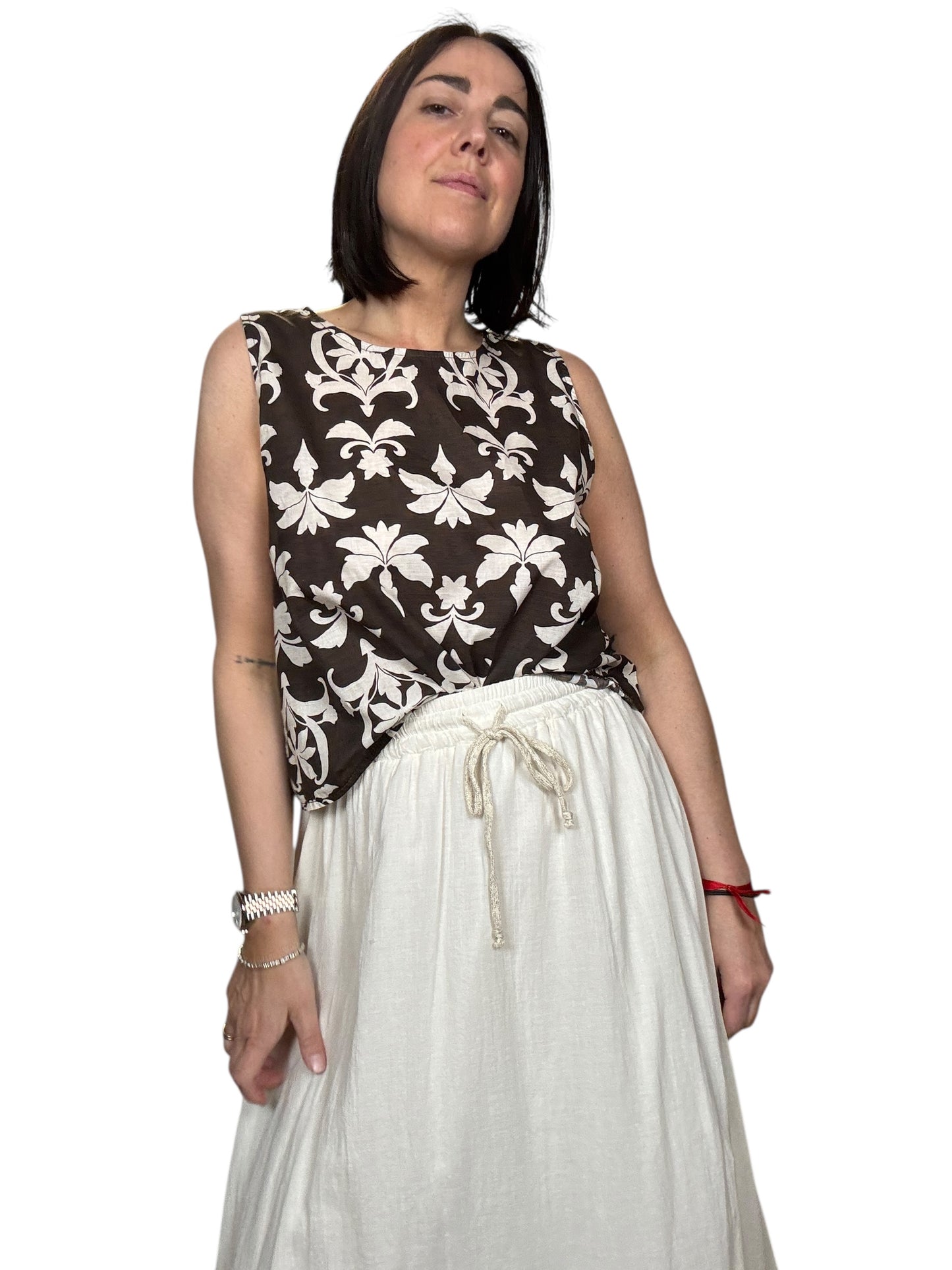 TOP SMANICATO STAMPA ETNICA SUSY MIX