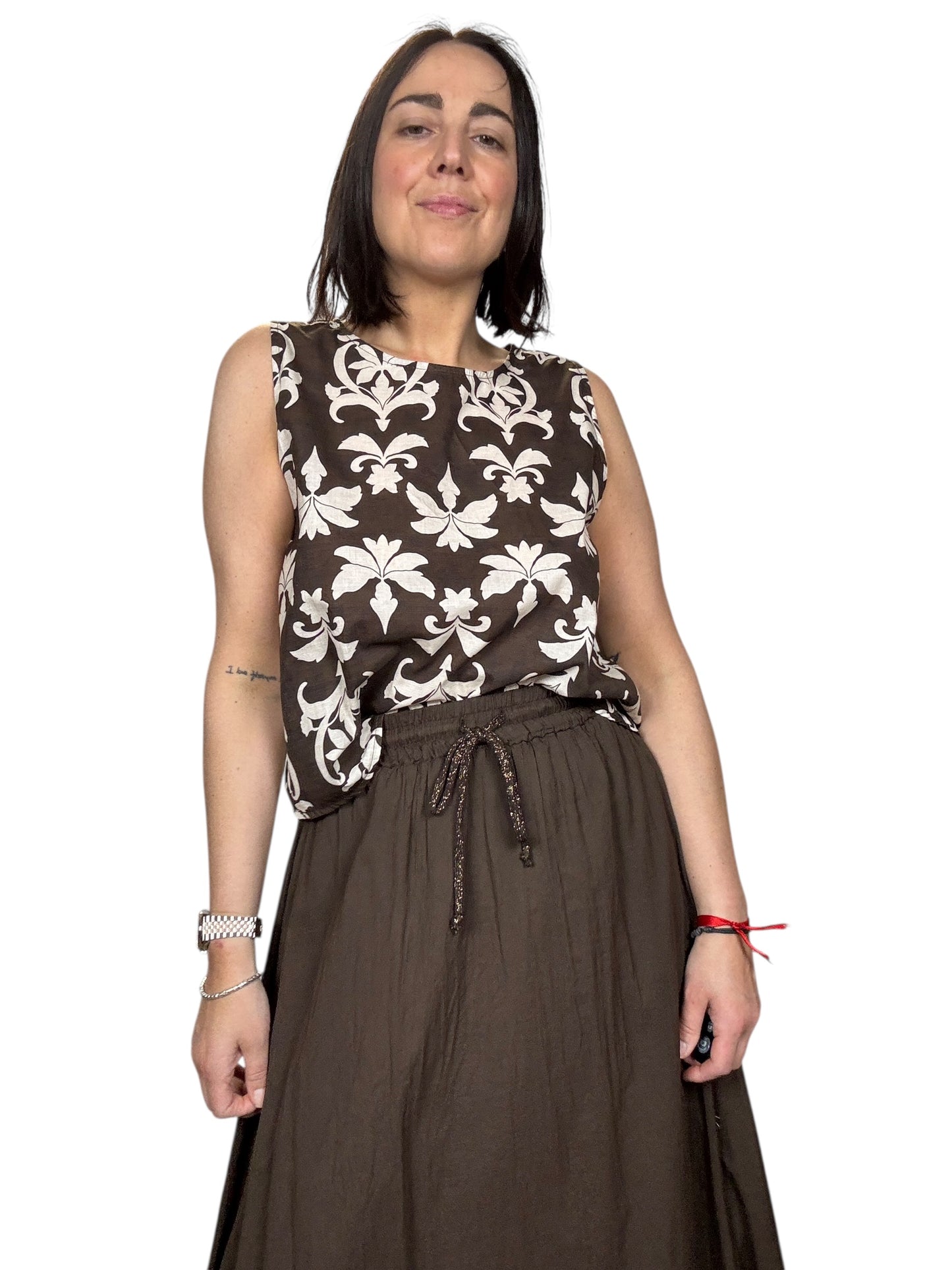 TOP SMANICATO STAMPA ETNICA SUSY MIX