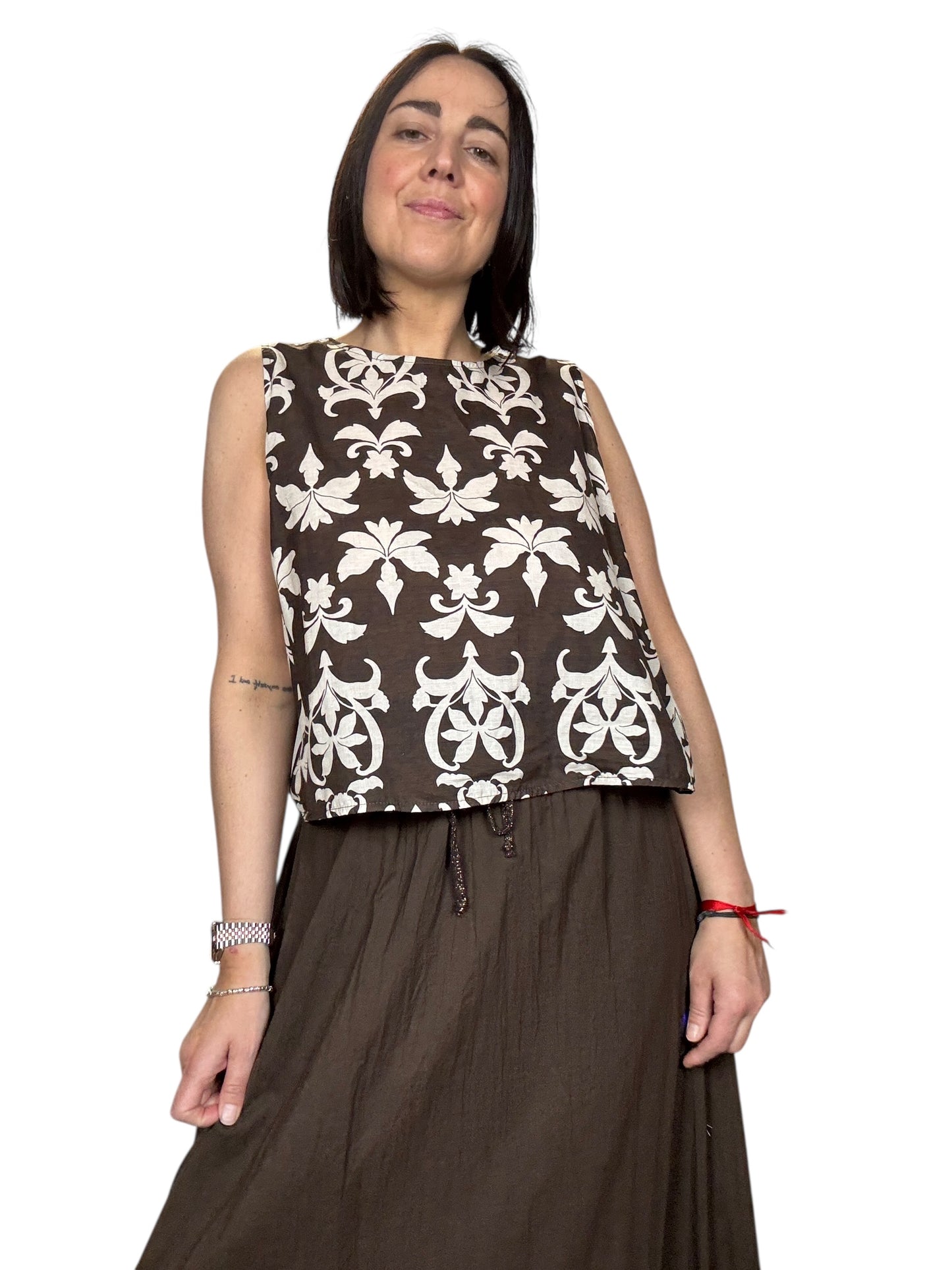 TOP SMANICATO STAMPA ETNICA SUSY MIX
