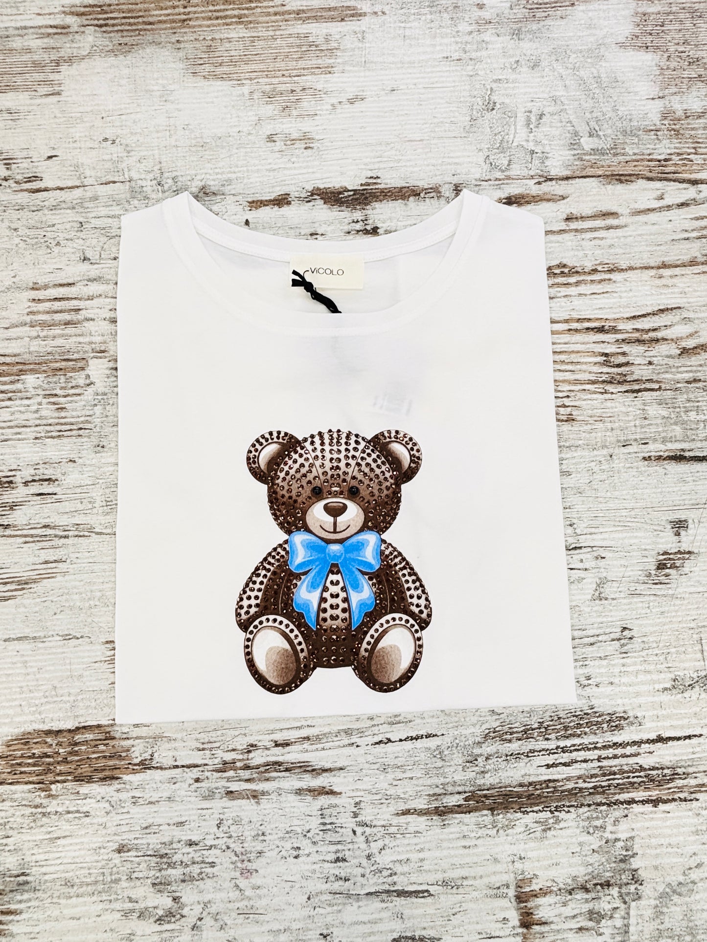 T-SHIRT ORSO STRASS+FIOCCO VICOLO