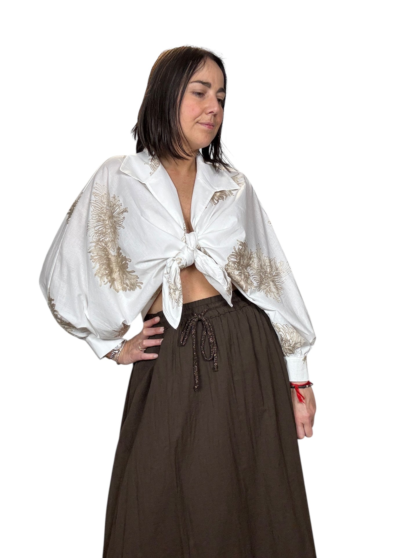 CAMICIA ANNODATA CON RICAMI SUSY MIX