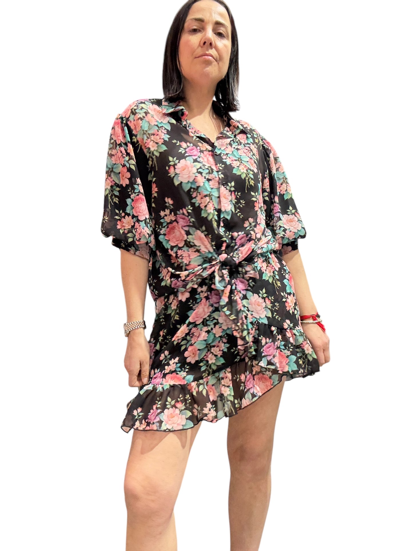 CAMICIA MANICA SBUFFO FONDO NERO VICOLO