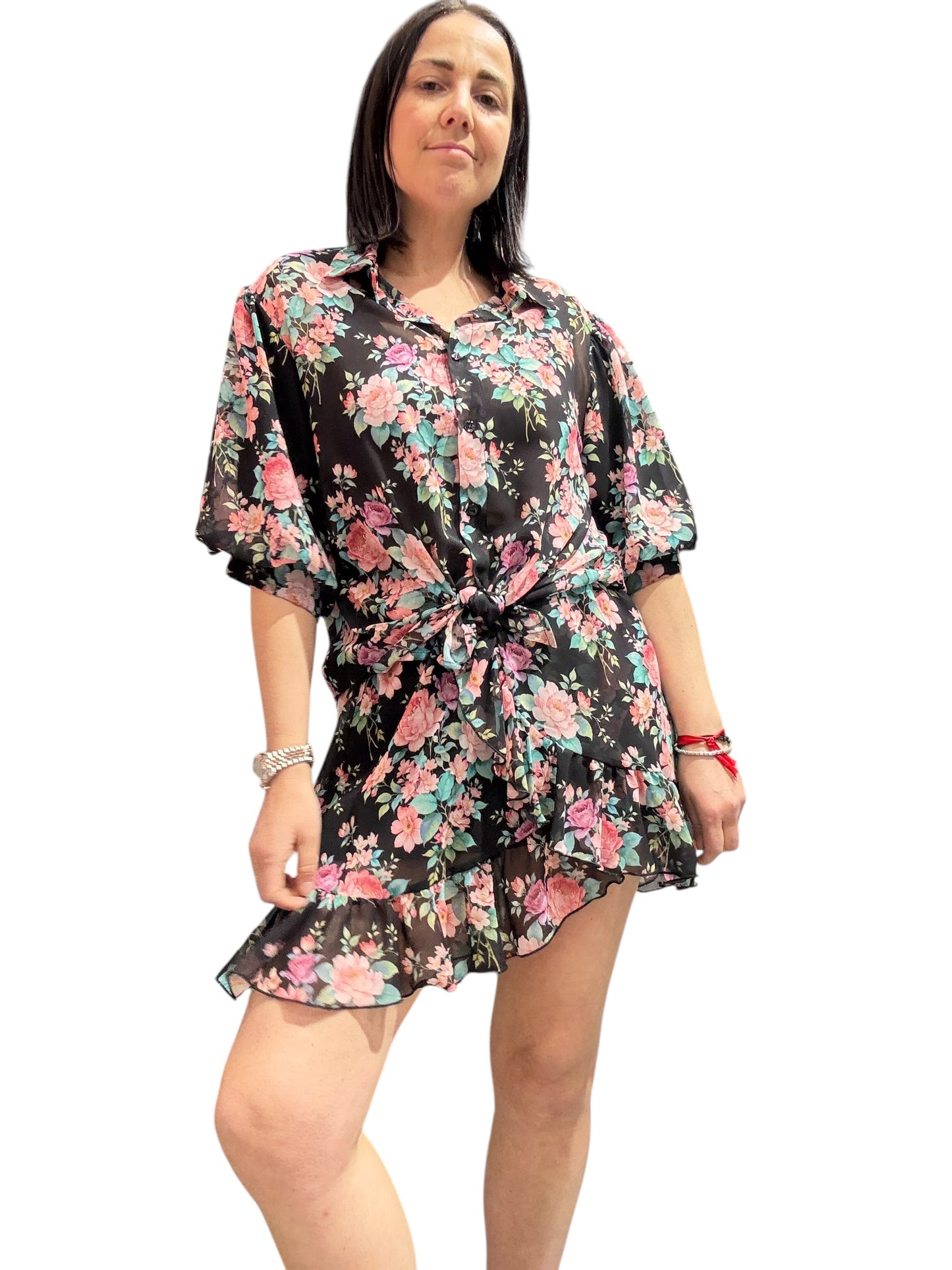 CAMICIA MANICA SBUFFO FONDO NERO VICOLO