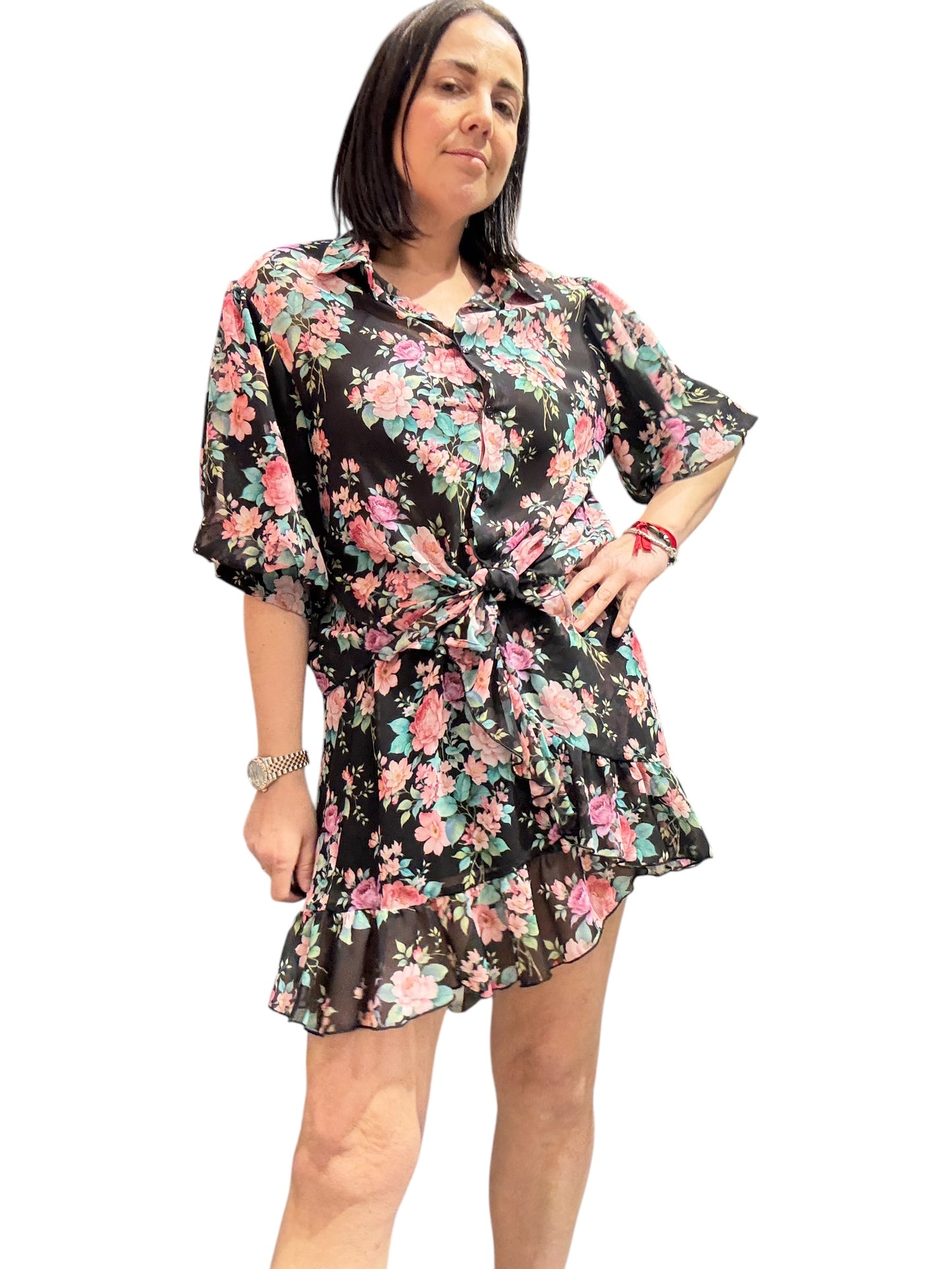 CAMICIA MANICA SBUFFO FONDO NERO VICOLO