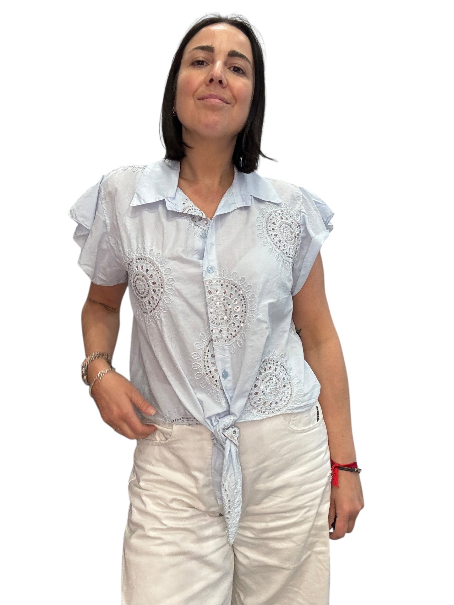 CAMICIA ANNODATA CON PAILLETTES SUSY MIX