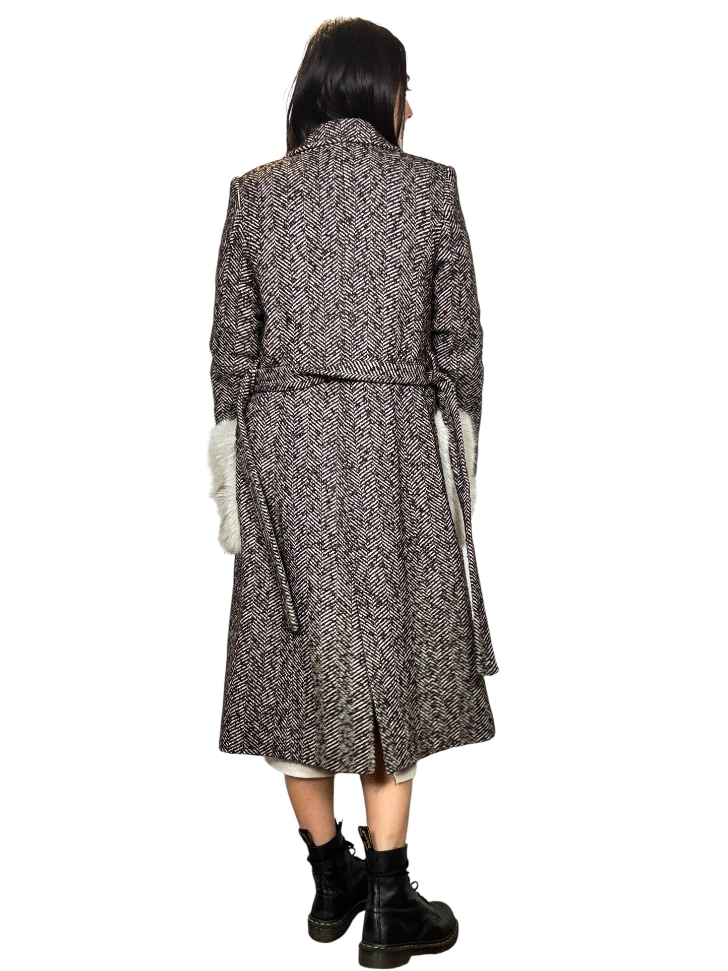 CAPPOTTO SPINATO CON TASCHE ON ECO-PELLICCIA SUSY MIX