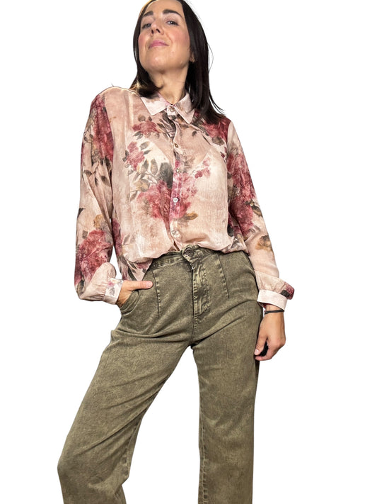 CAMICIA A FIORI SUL ROSA SUSY MIX
