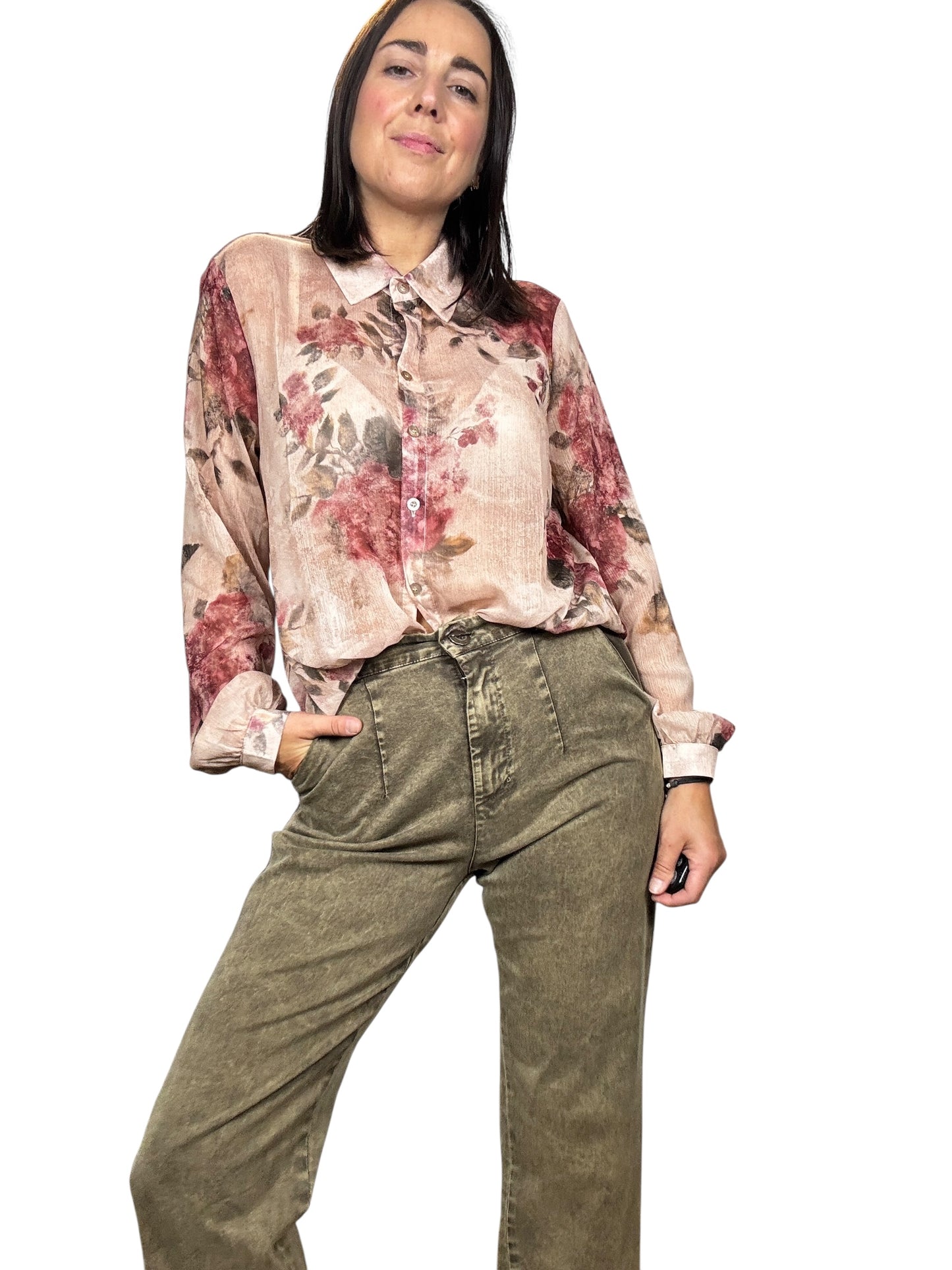 CAMICIA A FIORI SUL ROSA SUSY MIX