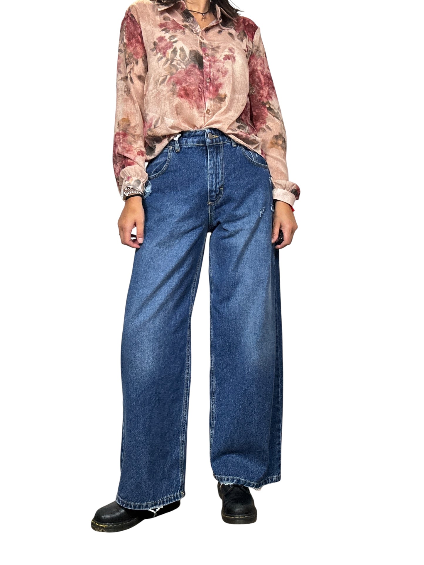 JEANS A PALAZZO CON ROTTURE SUSY MIX