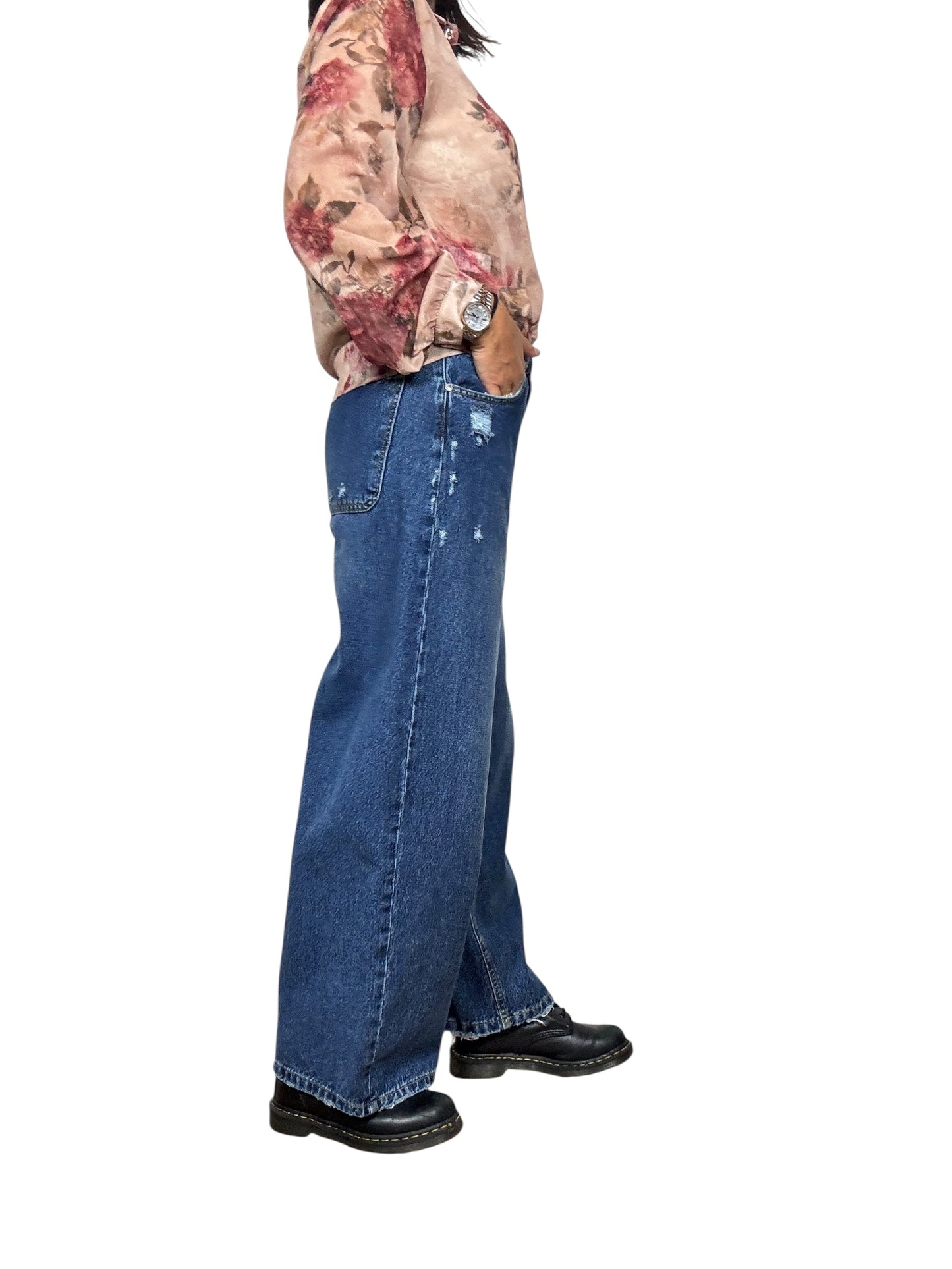 JEANS A PALAZZO CON ROTTURE SUSY MIX
