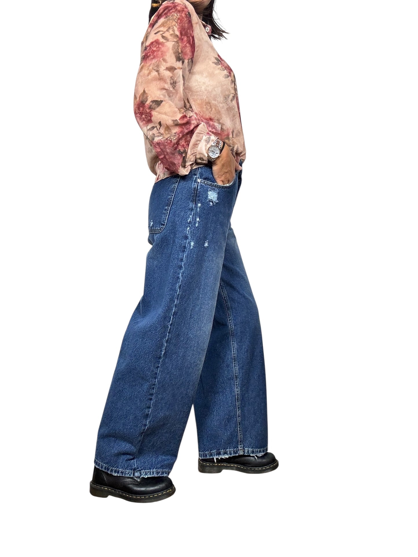 JEANS A PALAZZO CON ROTTURE SUSY MIX